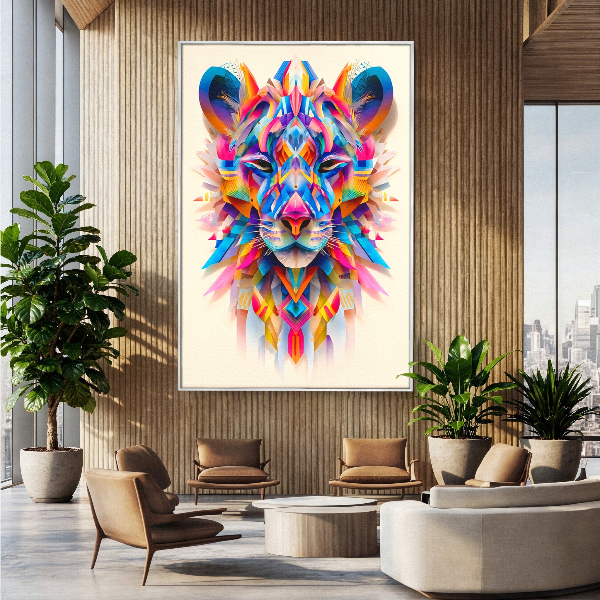 Tablou Canvas Premium LuxCanva® M1572, Tigrul Geometric, Tigru, Geometric, Abstract, Arta, Dormitor, Culori Vibrante