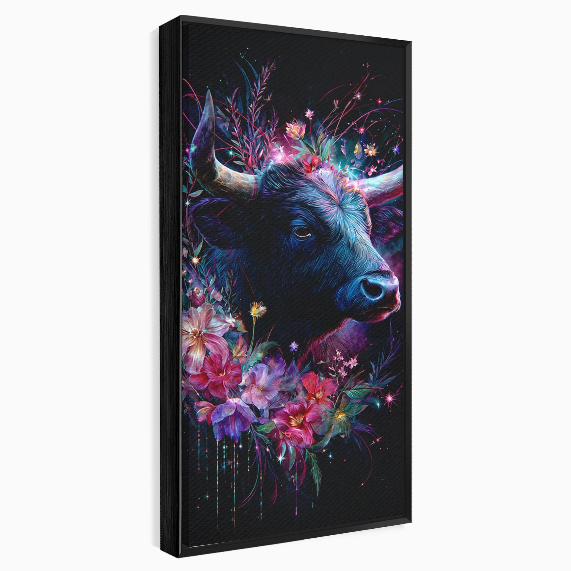Tablou Canvas Premium LuxCanva® M1573, Forță și Mister, Taur, Flori, Natura, Arta, Living, Culori Vibrante