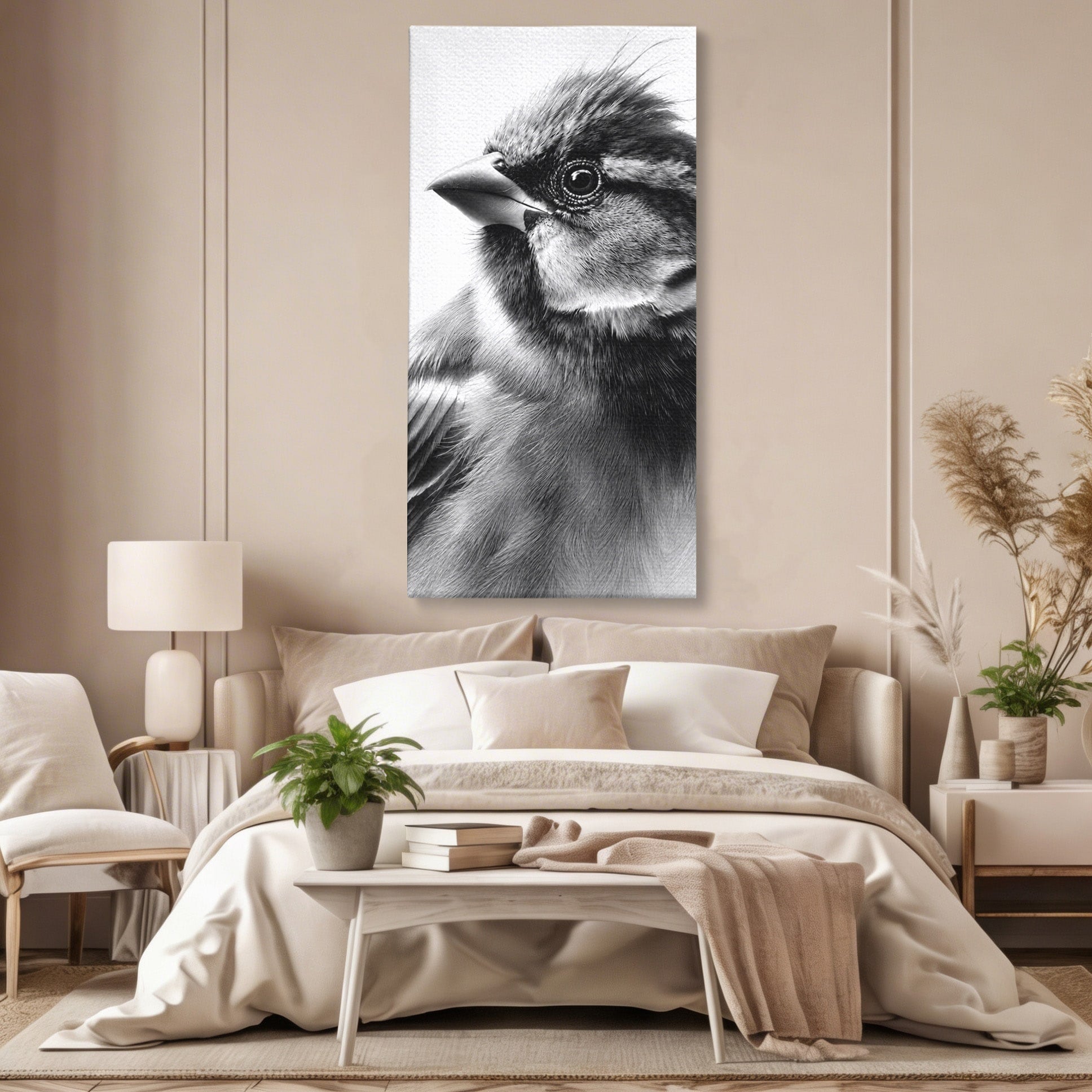 Tablou Canvas Premium LuxCanva® M1574, Portret De Pasare, Pasare, Portret, Arta, Detalii, Dormitor, Culori Vibrante