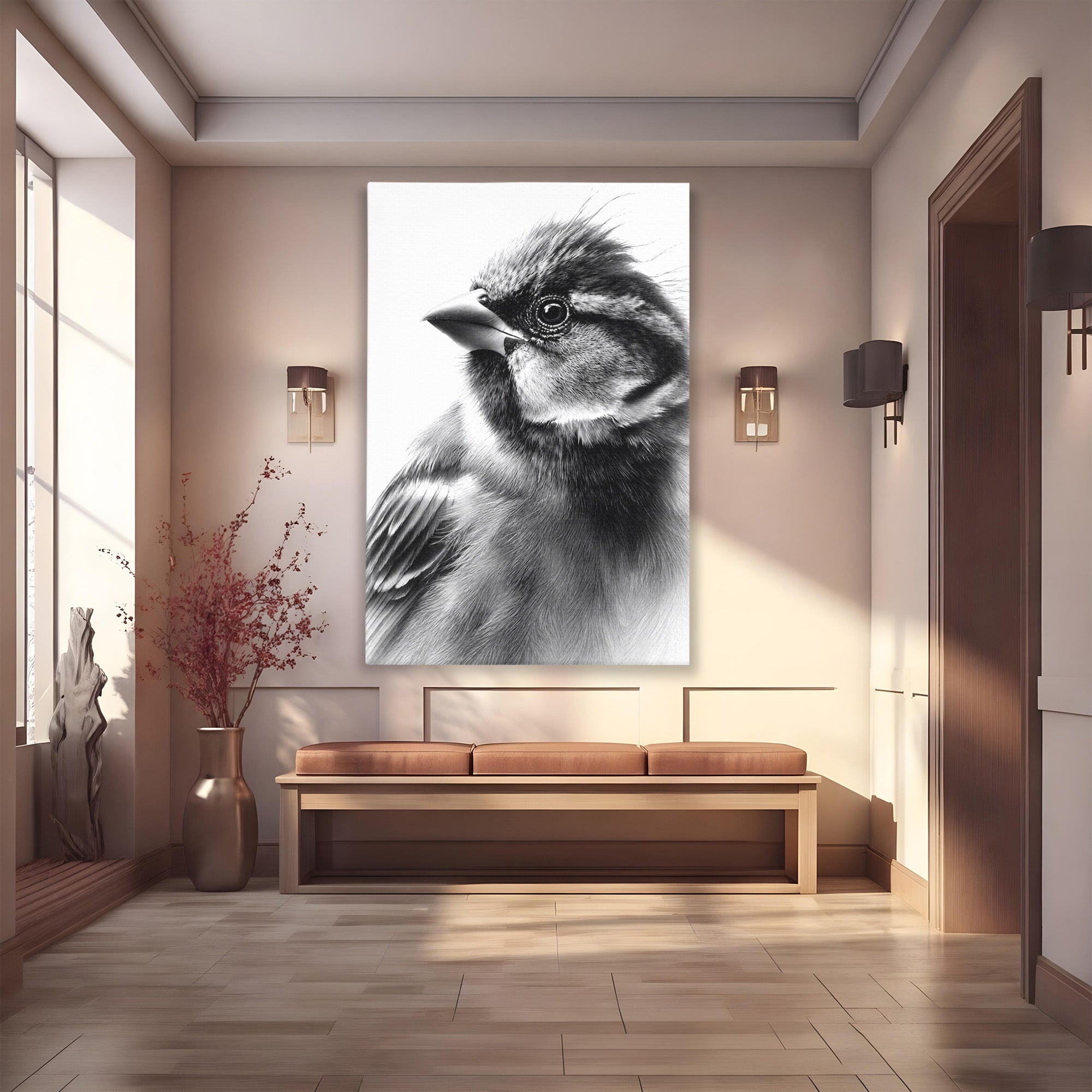 Tablou Canvas Premium LuxCanva® M1574, Portret De Pasare, Pasare, Portret, Arta, Detalii, Dormitor, Culori Vibrante