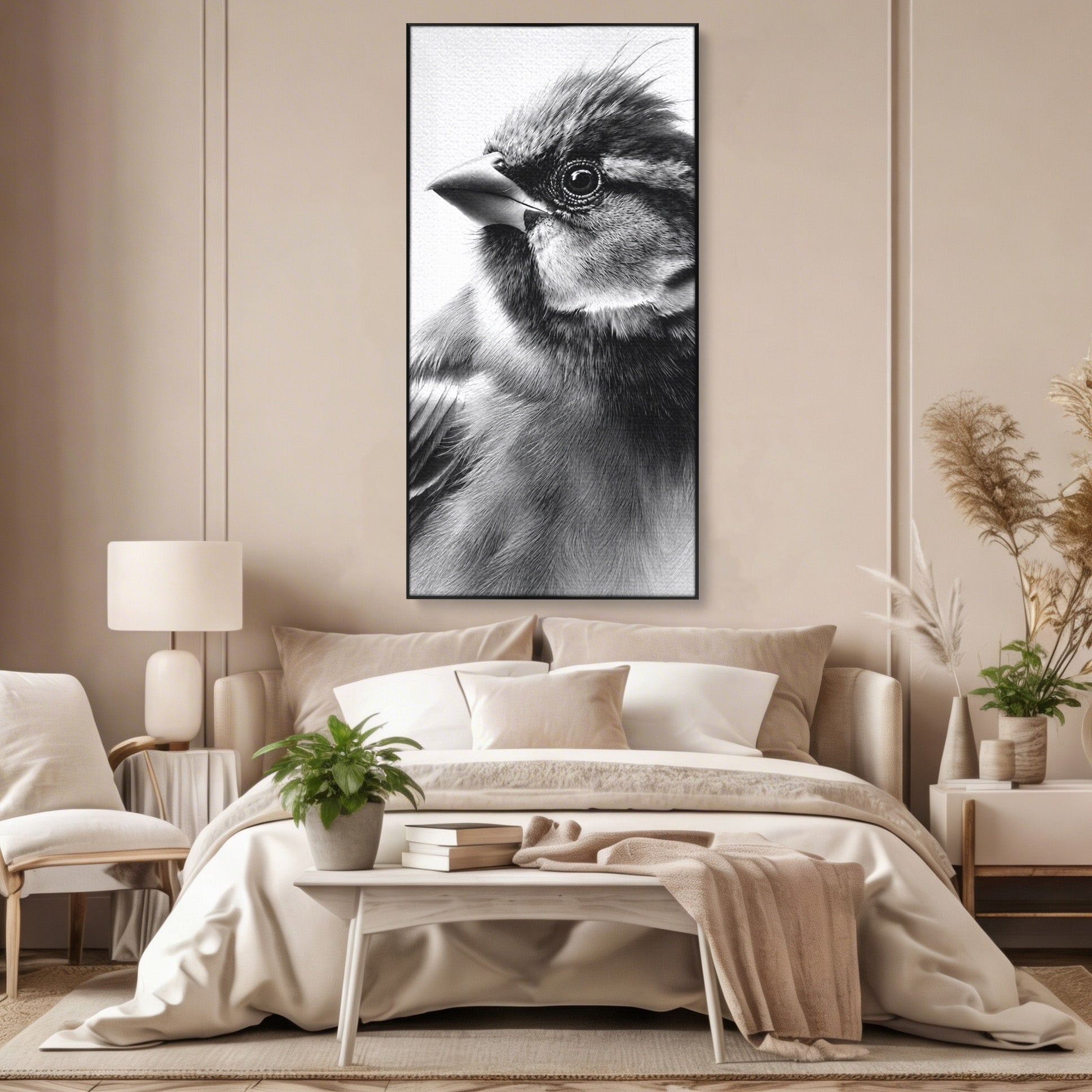 Tablou Canvas Premium LuxCanva® M1574, Portret De Pasare, Pasare, Portret, Arta, Detalii, Dormitor, Culori Vibrante