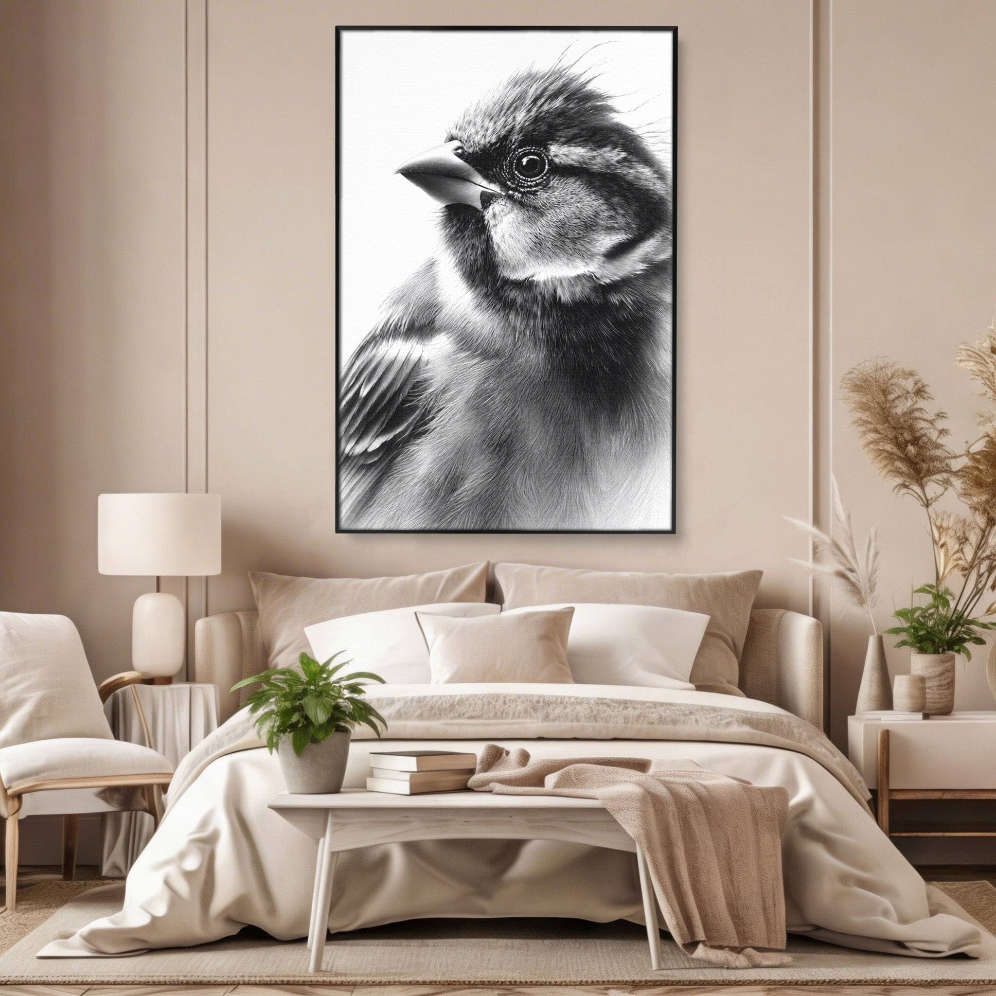 Tablou Canvas Premium LuxCanva® M1574, Portret De Pasare, Pasare, Portret, Arta, Detalii, Dormitor, Culori Vibrante