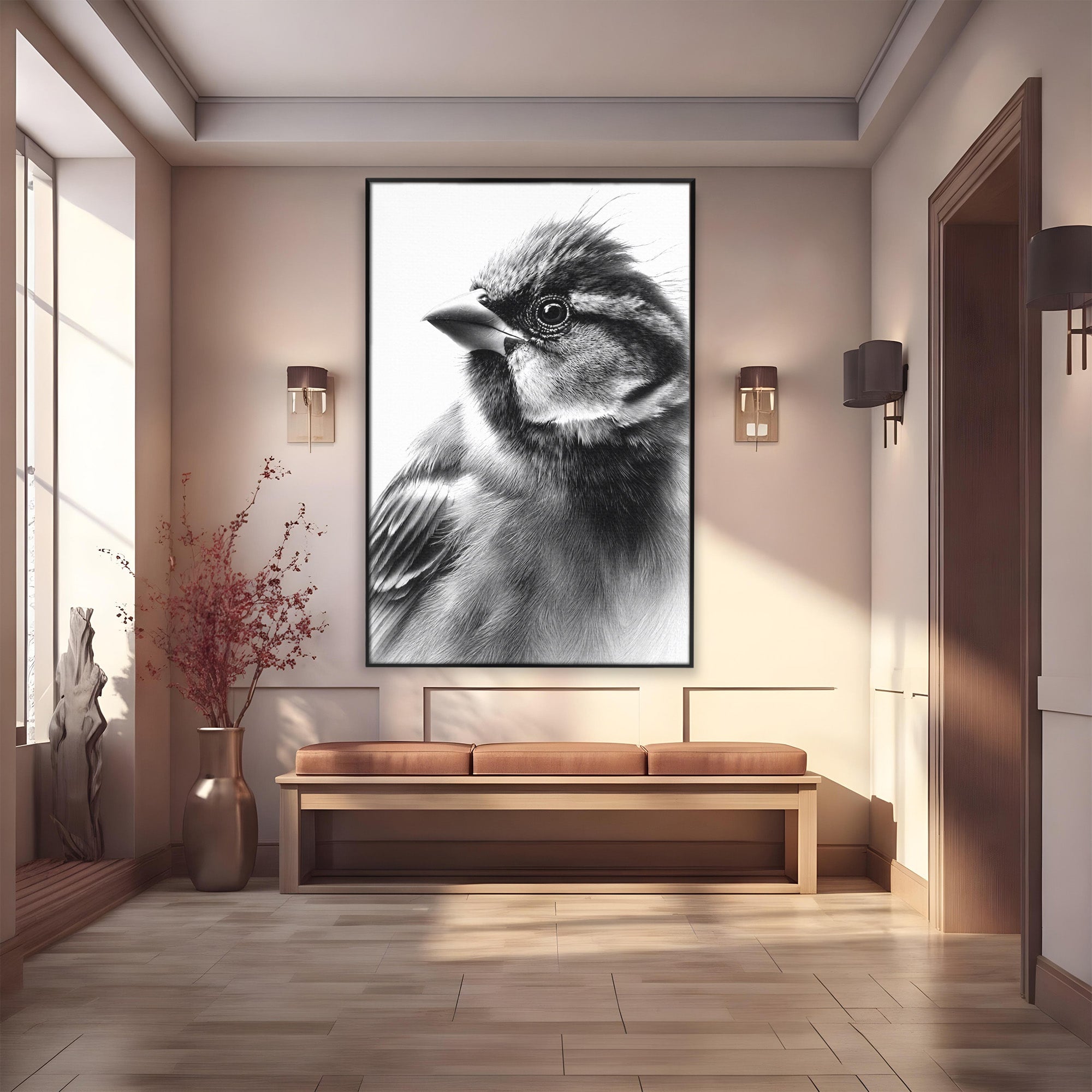 Tablou Canvas Premium LuxCanva® M1574, Portret De Pasare, Pasare, Portret, Arta, Detalii, Dormitor, Culori Vibrante