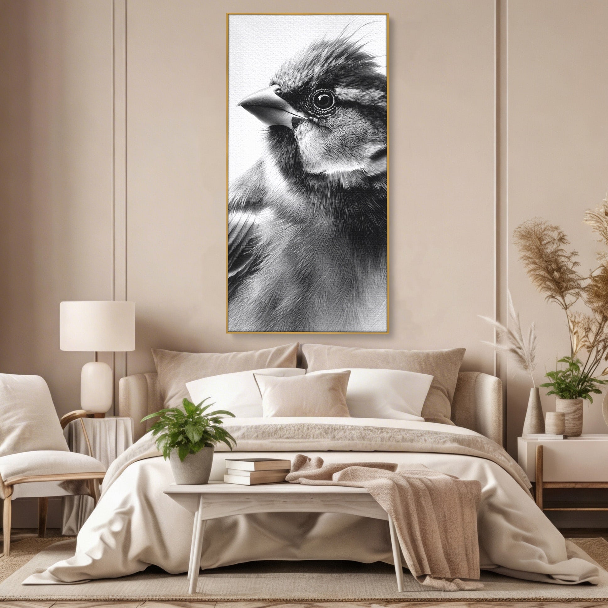Tablou Canvas Premium LuxCanva® M1574, Portret De Pasare, Pasare, Portret, Arta, Detalii, Dormitor, Culori Vibrante