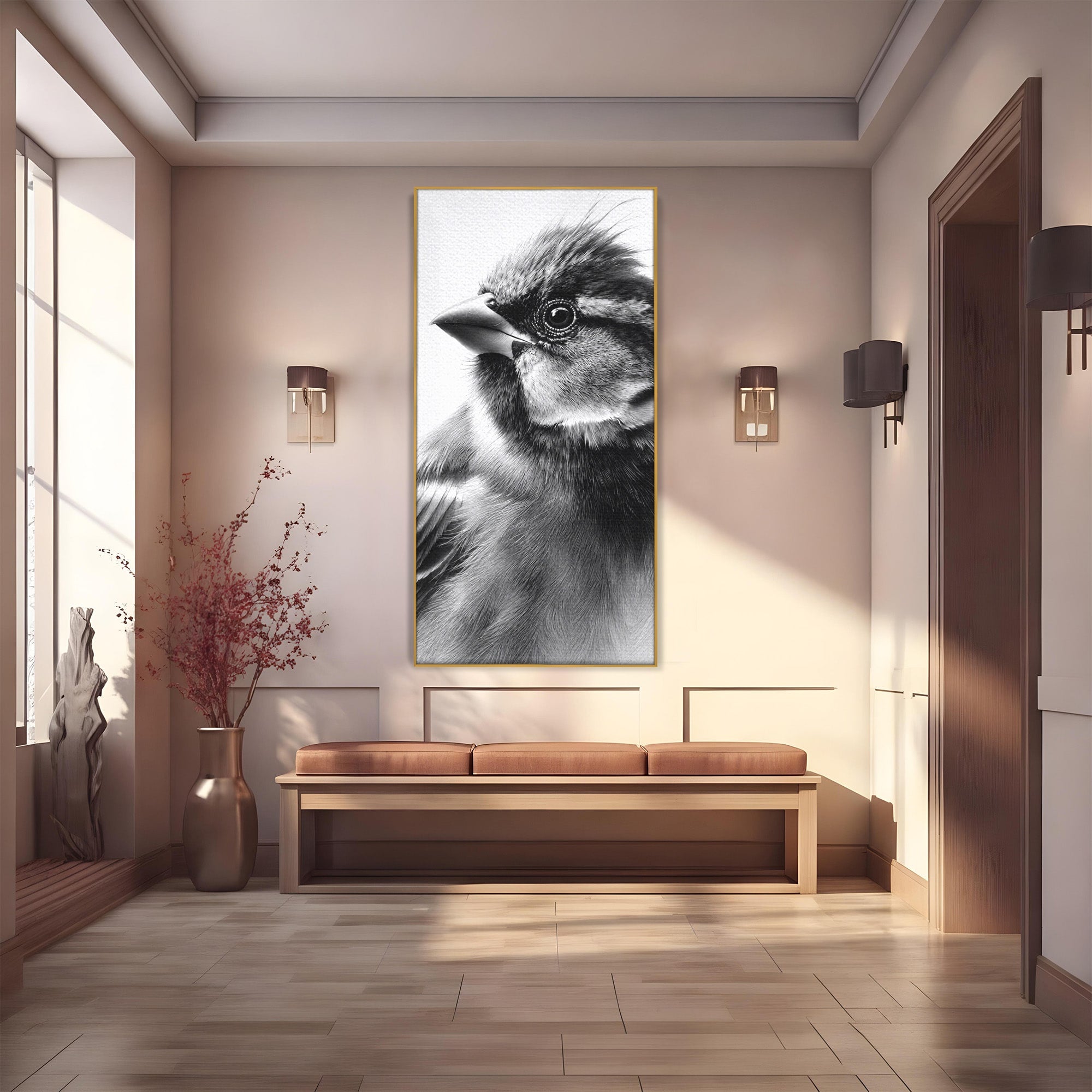 Tablou Canvas Premium LuxCanva® M1574, Portret De Pasare, Pasare, Portret, Arta, Detalii, Dormitor, Culori Vibrante