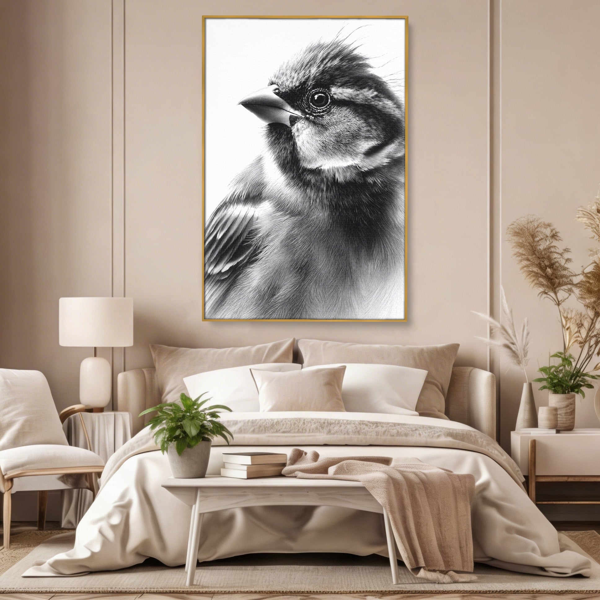 Tablou Canvas Premium LuxCanva® M1574, Portret De Pasare, Pasare, Portret, Arta, Detalii, Dormitor, Culori Vibrante
