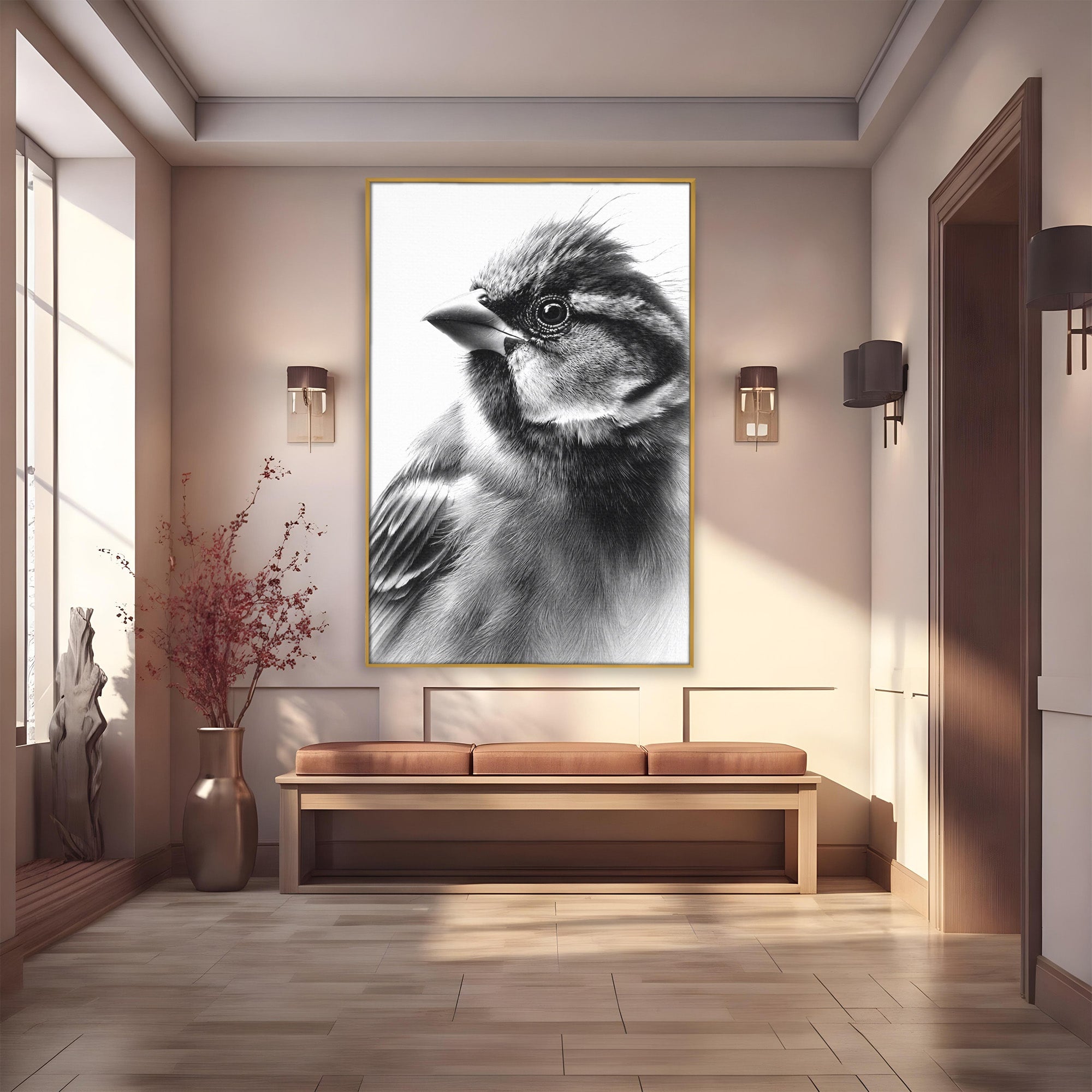 Tablou Canvas Premium LuxCanva® M1574, Portret De Pasare, Pasare, Portret, Arta, Detalii, Dormitor, Culori Vibrante