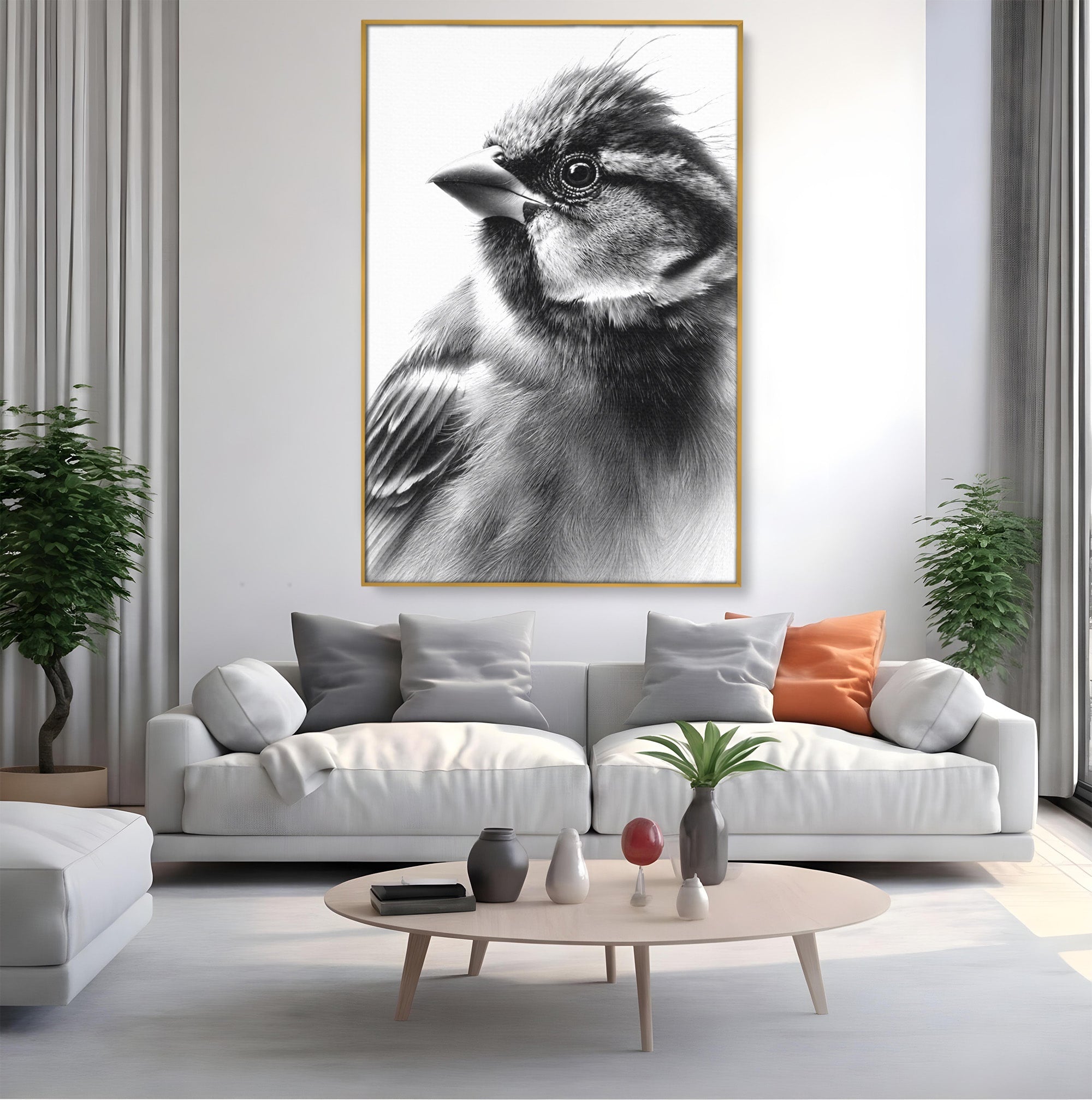 Tablou Canvas Premium LuxCanva® M1574, Portret De Pasare, Pasare, Portret, Arta, Detalii, Dormitor, Culori Vibrante