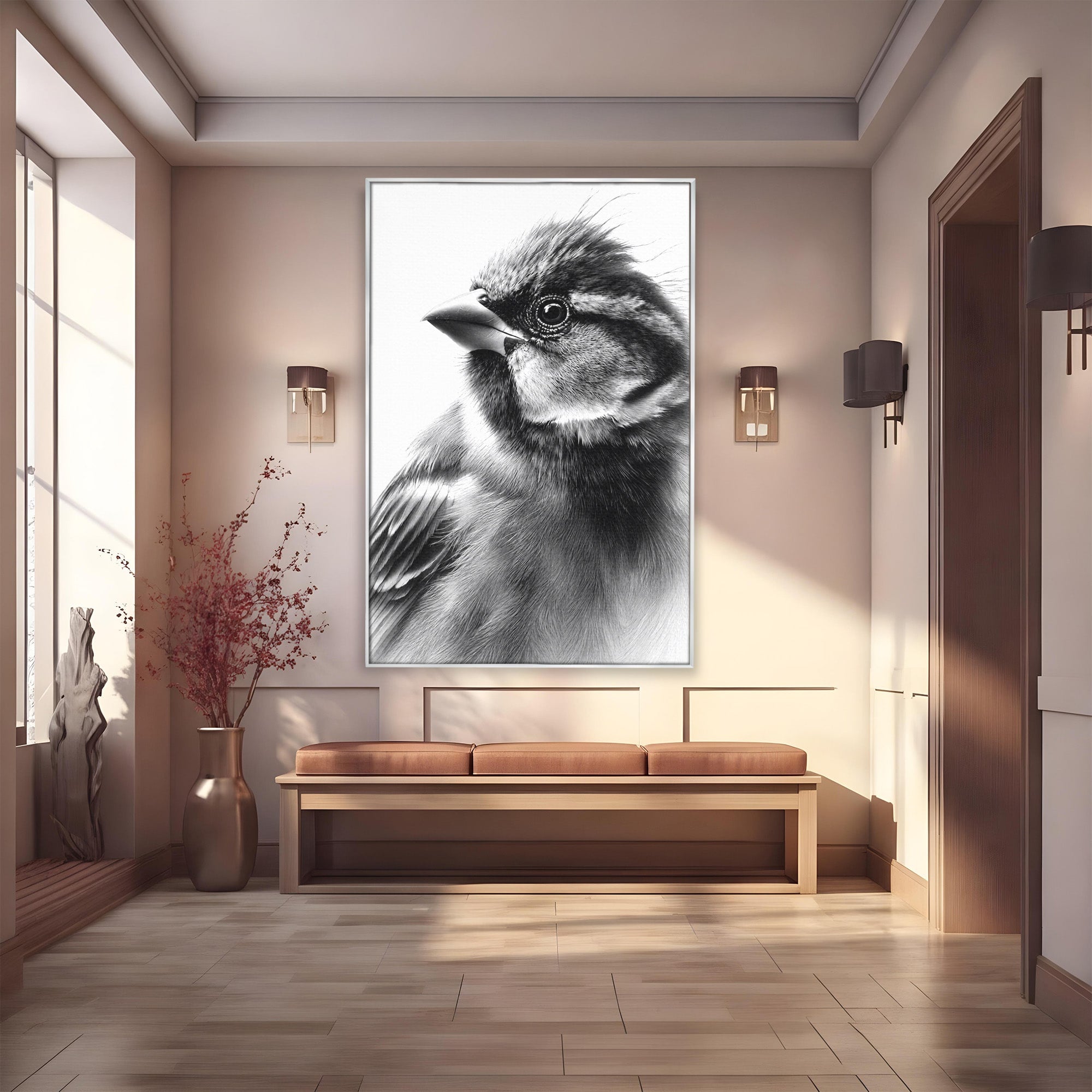 Tablou Canvas Premium LuxCanva® M1574, Portret De Pasare, Pasare, Portret, Arta, Detalii, Dormitor, Culori Vibrante