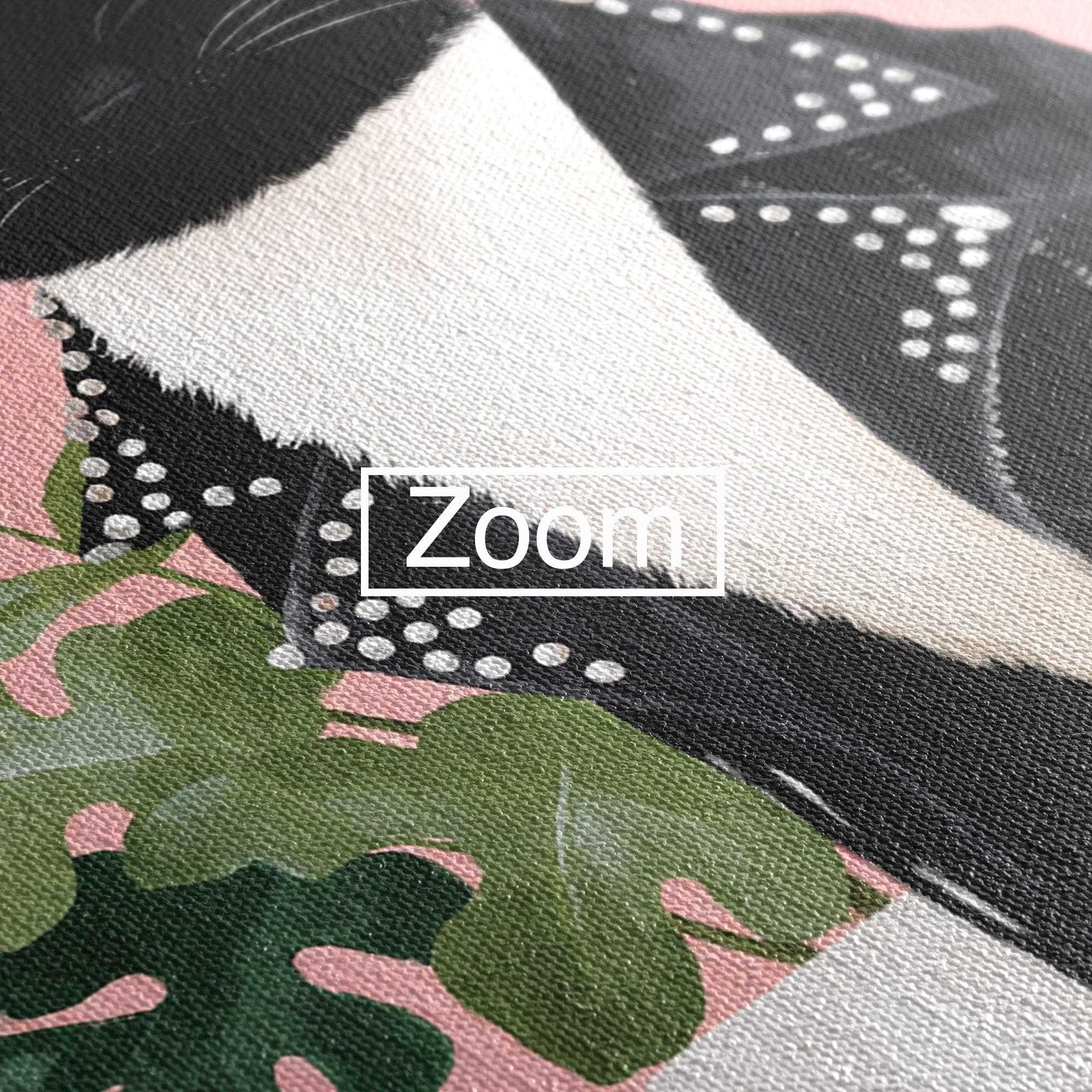 Tablou Canvas Premium LuxCanva® M1575, Pisica Rock, Pisica, Geaca Piele, Planta, Living, Amuzant, Culori Vibrante