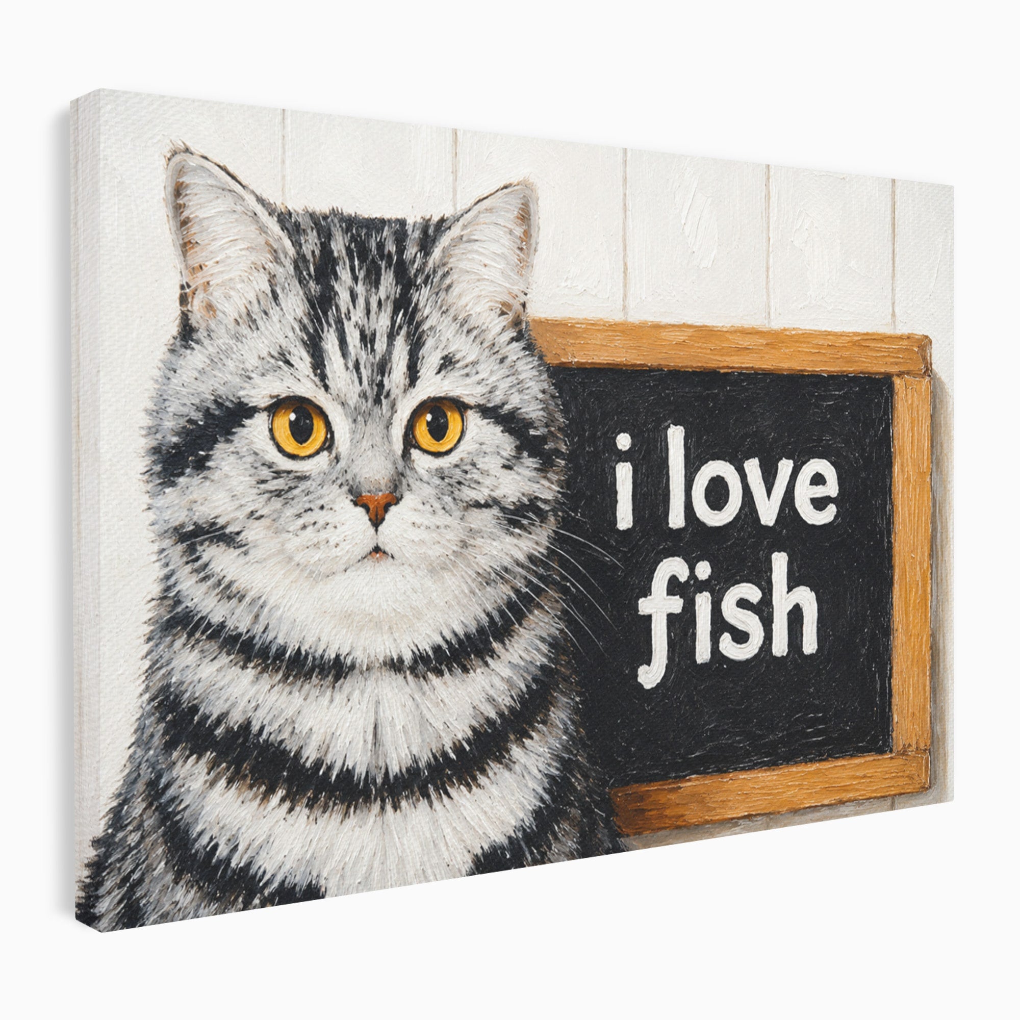 Tablou Canvas Premium LuxCanva® M1577, Micul Gurmand, Pisica, Mesaj, Animale, Living, Birou, Culori Vibrante