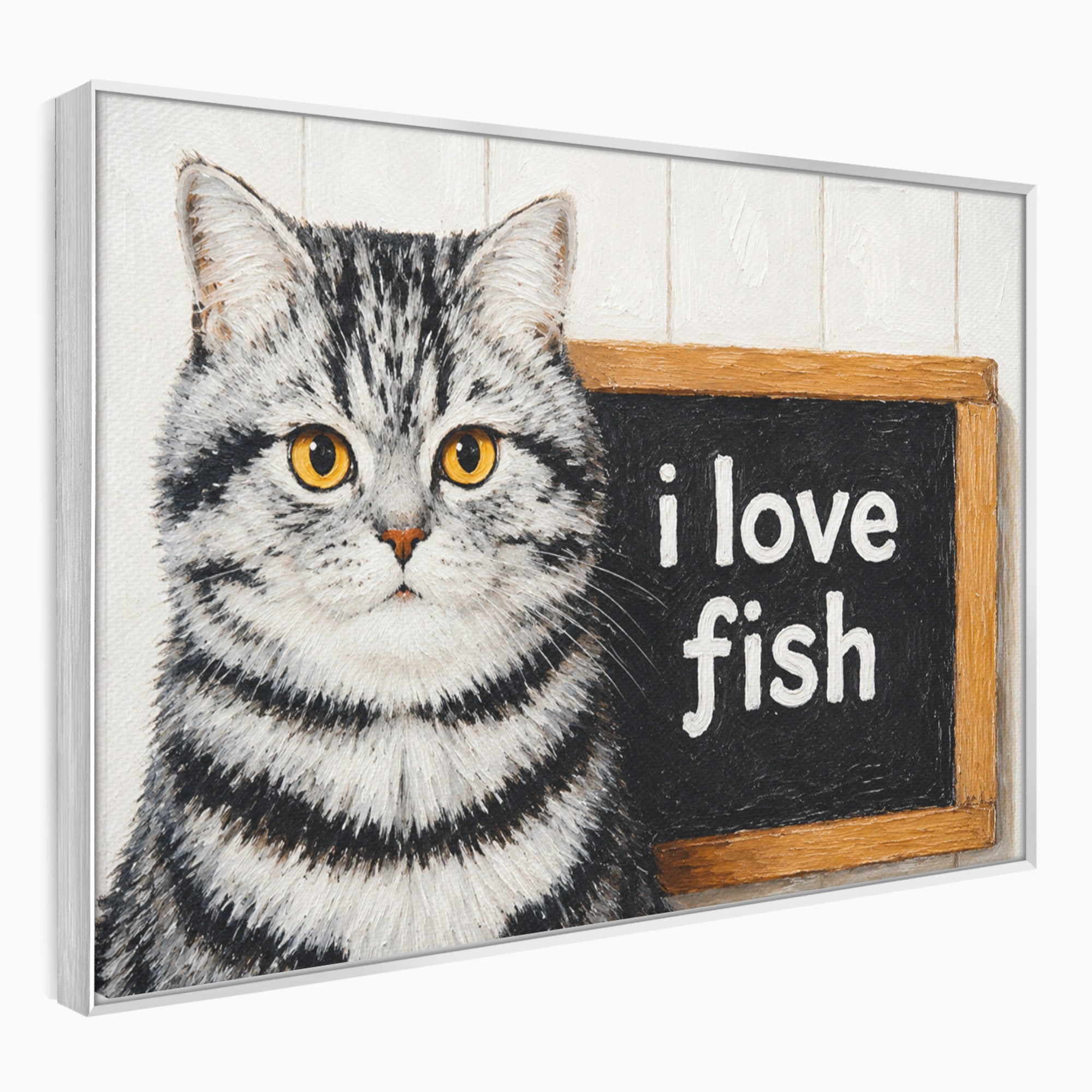 Tablou Canvas Premium LuxCanva® M1577, Micul Gurmand, Pisica, Mesaj, Animale, Living, Birou, Culori Vibrante