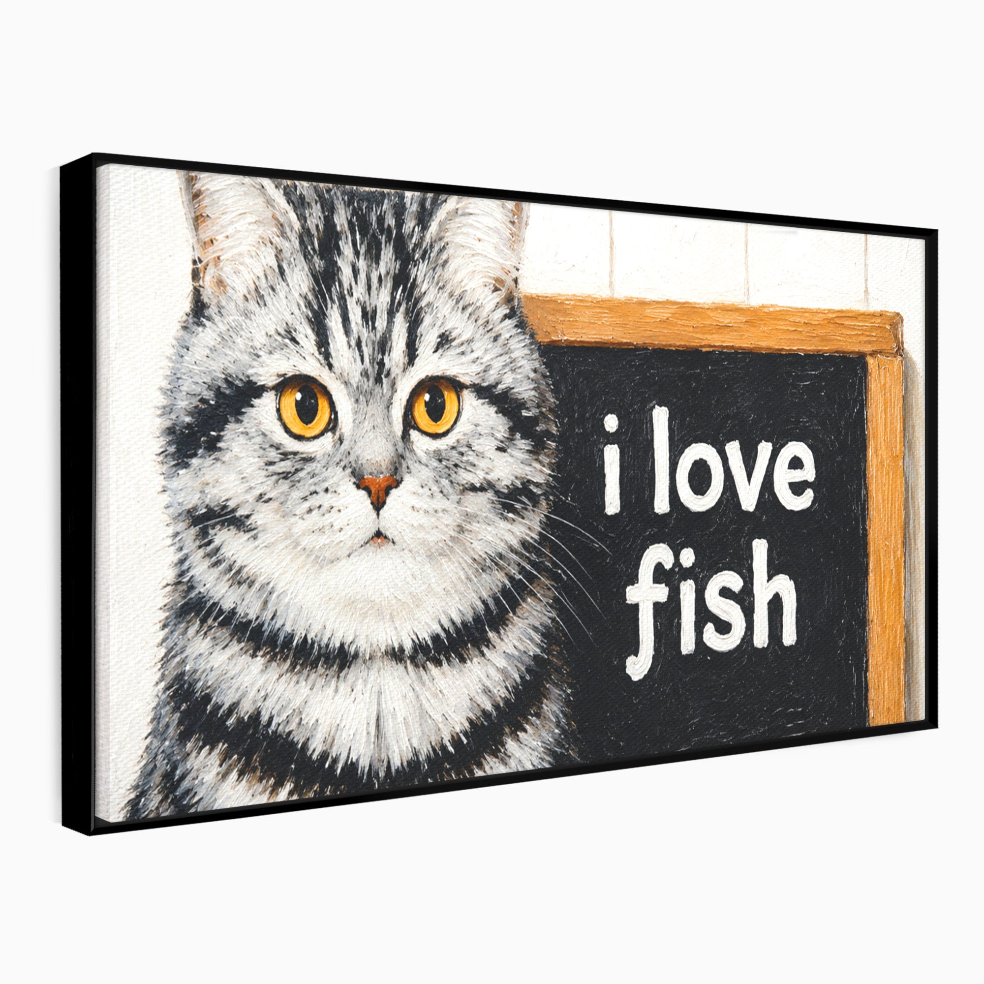 Tablou Canvas Premium LuxCanva® M1577, Micul Gurmand, Pisica, Mesaj, Animale, Living, Birou, Culori Vibrante