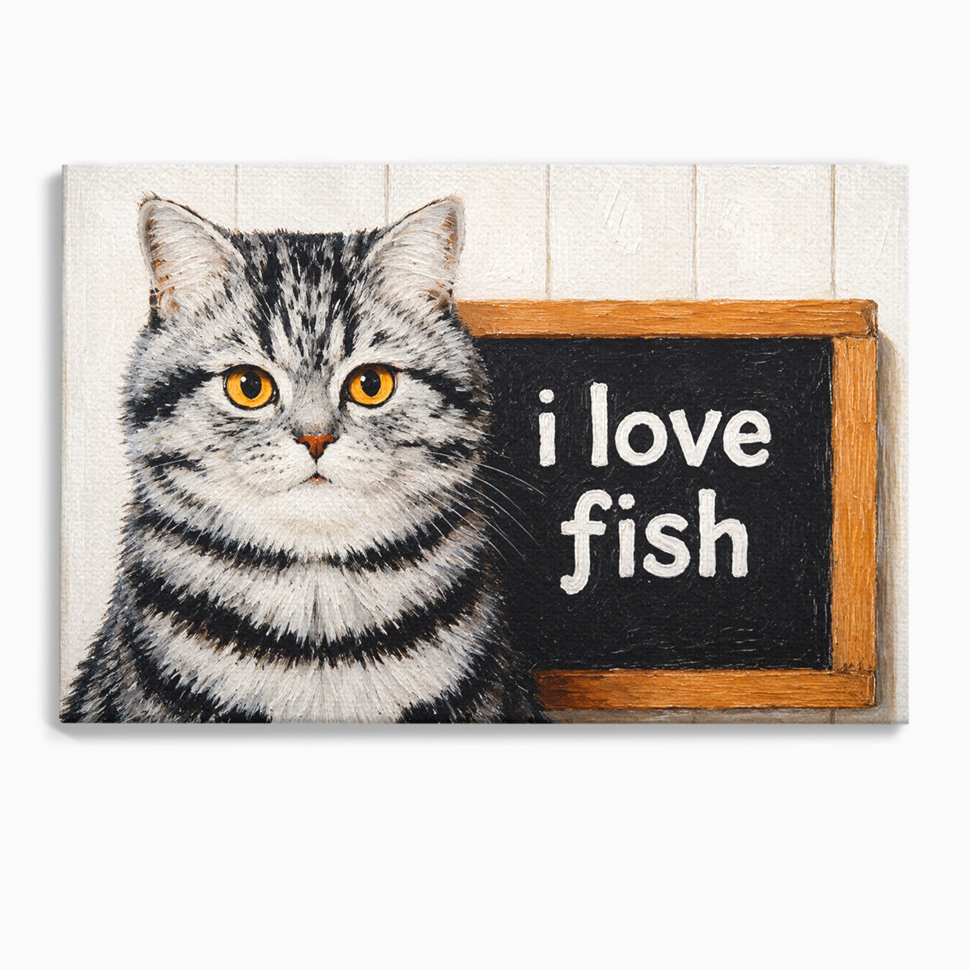 Tablou Canvas Premium LuxCanva® M1577, Micul Gurmand, Pisica, Mesaj, Animale, Living, Birou, Culori Vibrante