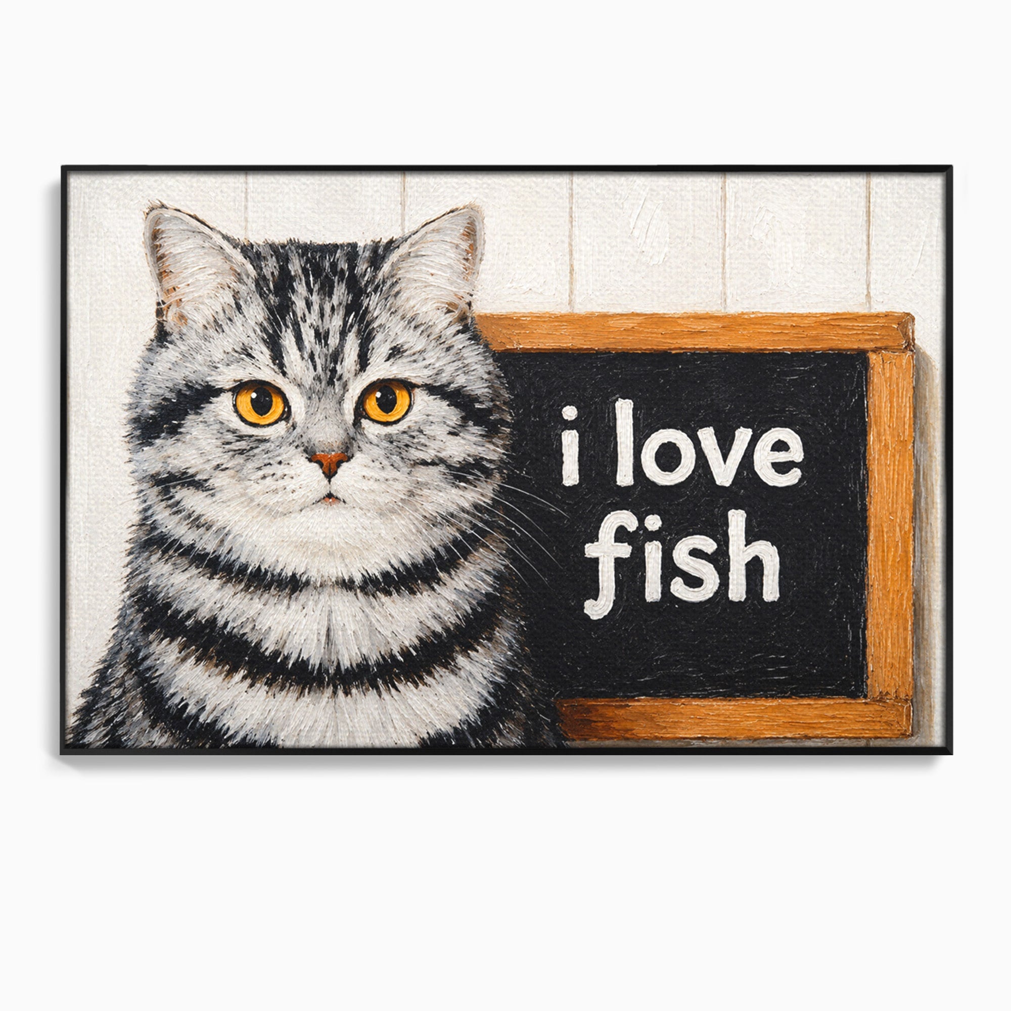 Tablou Canvas Premium LuxCanva® M1577, Micul Gurmand, Pisica, Mesaj, Animale, Living, Birou, Culori Vibrante