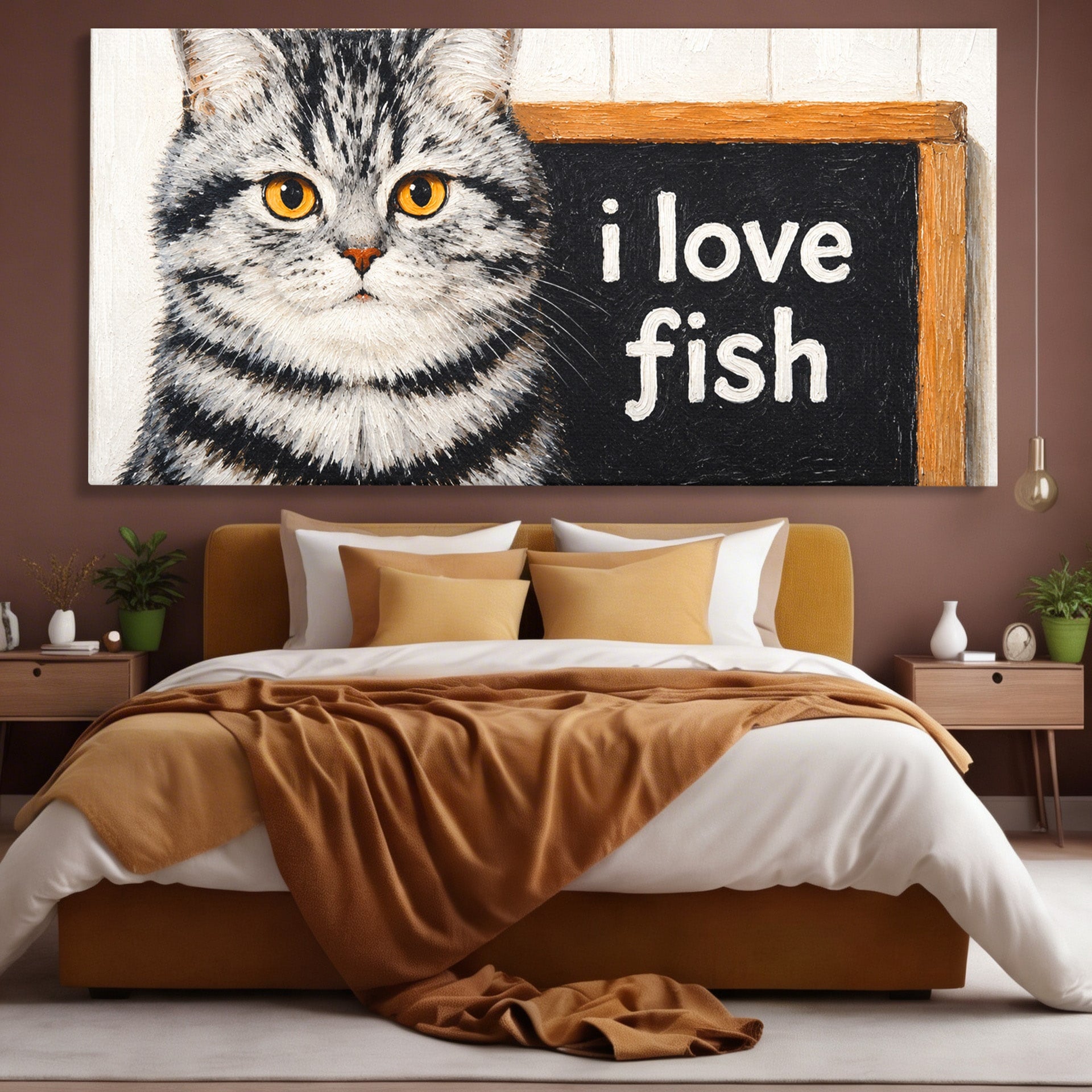 Tablou Canvas Premium LuxCanva® M1577, Micul Gurmand, Pisica, Mesaj, Animale, Living, Birou, Culori Vibrante