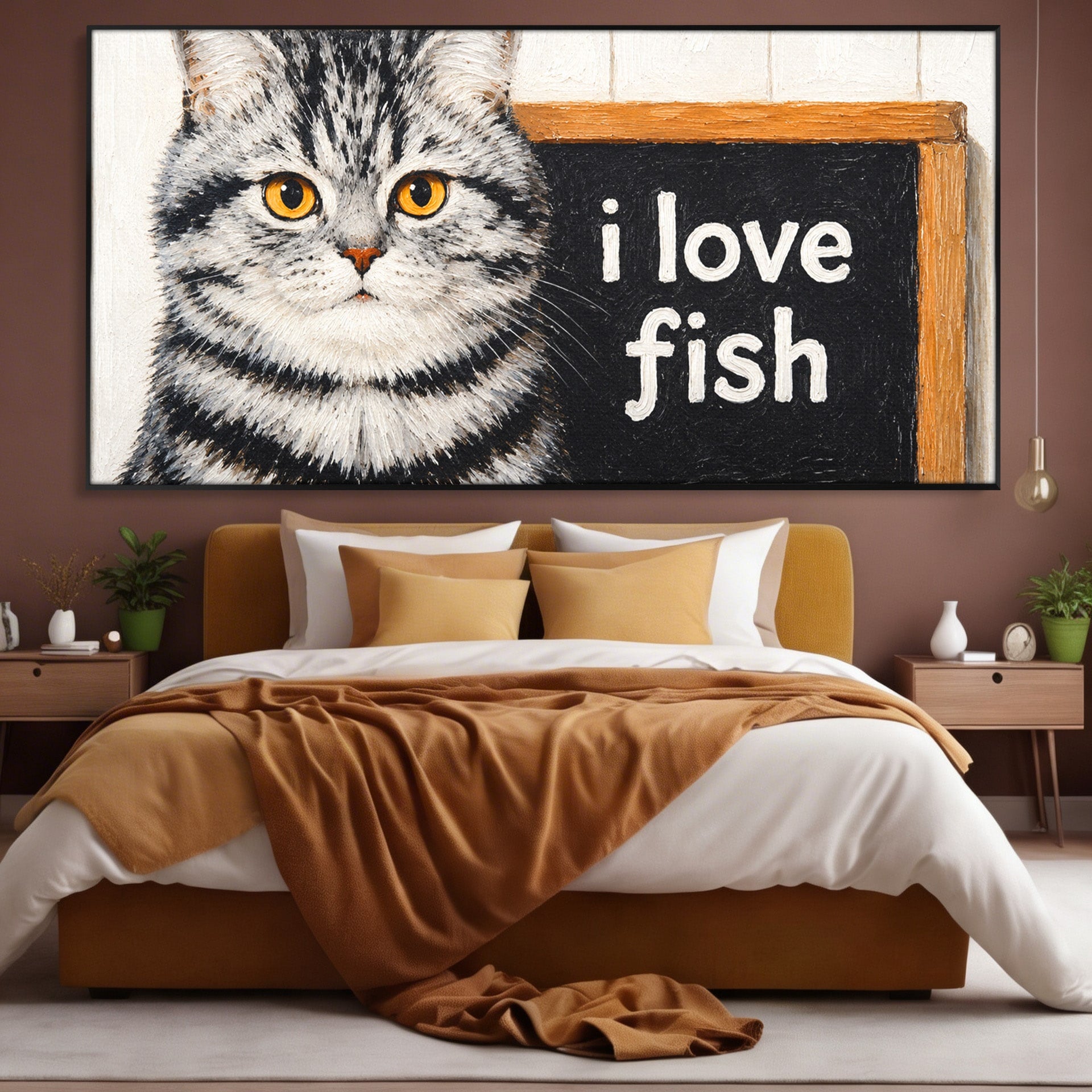 Tablou Canvas Premium LuxCanva® M1577, Micul Gurmand, Pisica, Mesaj, Animale, Living, Birou, Culori Vibrante