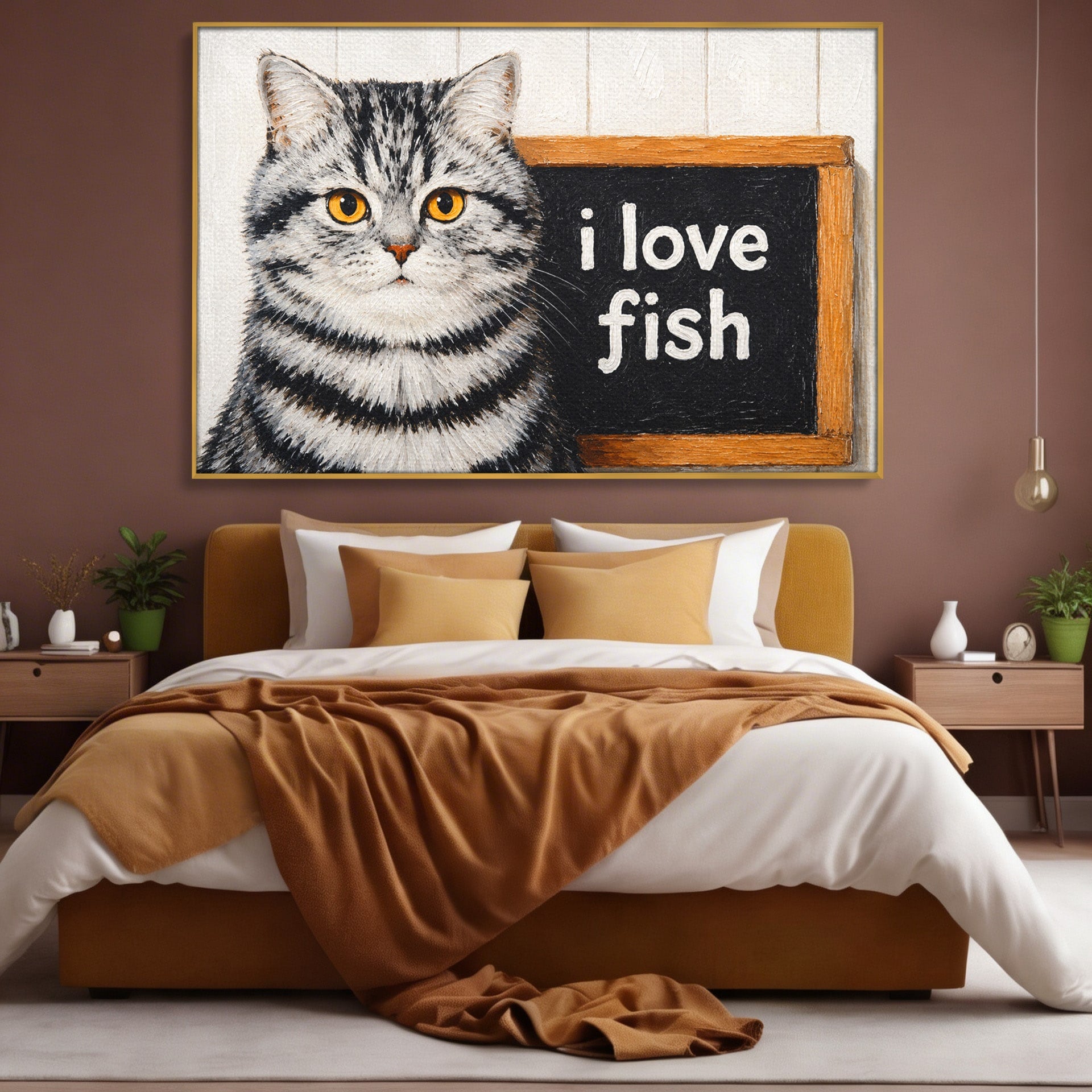 Tablou Canvas Premium LuxCanva® M1577, Micul Gurmand, Pisica, Mesaj, Animale, Living, Birou, Culori Vibrante