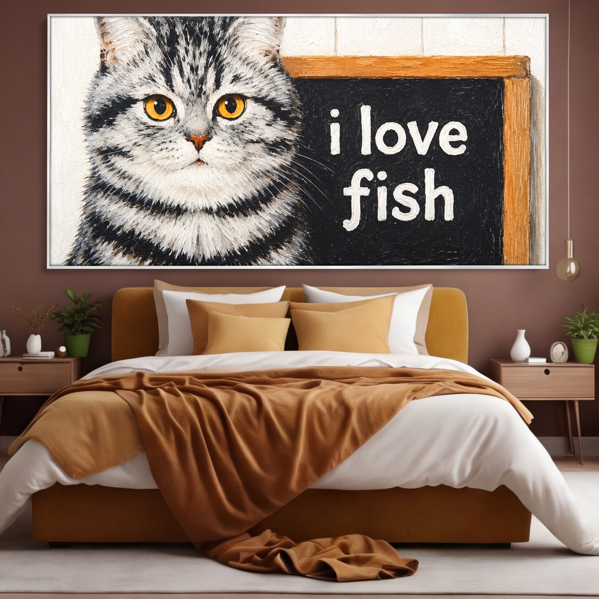 Tablou Canvas Premium LuxCanva® M1577, Micul Gurmand, Pisica, Mesaj, Animale, Living, Birou, Culori Vibrante