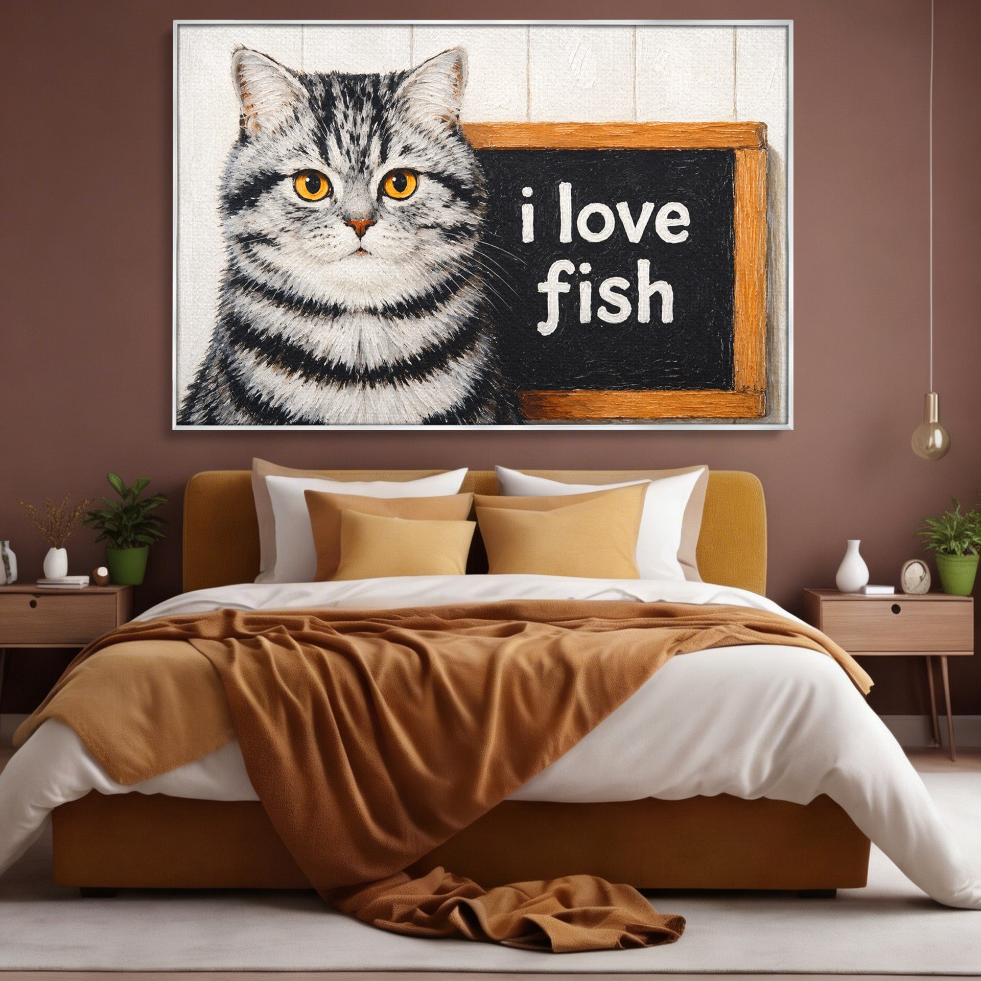 Tablou Canvas Premium LuxCanva® M1577, Micul Gurmand, Pisica, Mesaj, Animale, Living, Birou, Culori Vibrante