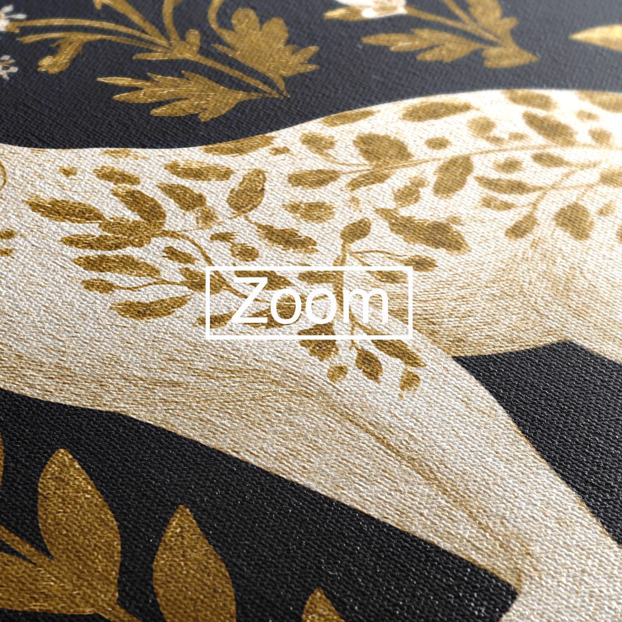 Tablou Canvas Premium LuxCanva® M1578, Leopard Regal, Leopard, Flori, Aur, Dormitor, Eleganta, Culori Vibrante