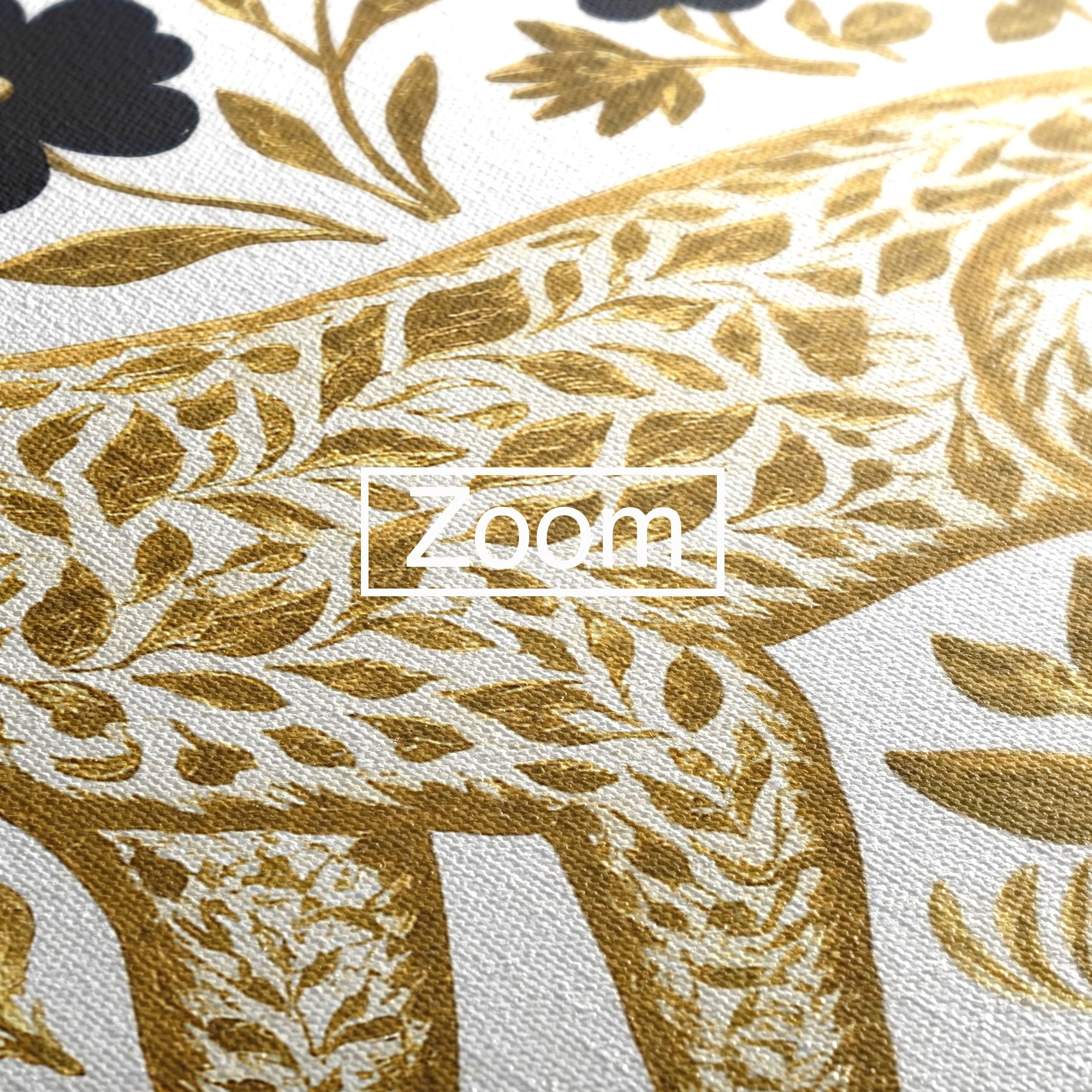Tablou Canvas Premium LuxCanva® M1580, Eleganță Sălbatică, Lup, Floral, Auriu, Natura, Living, Culori Vibrante