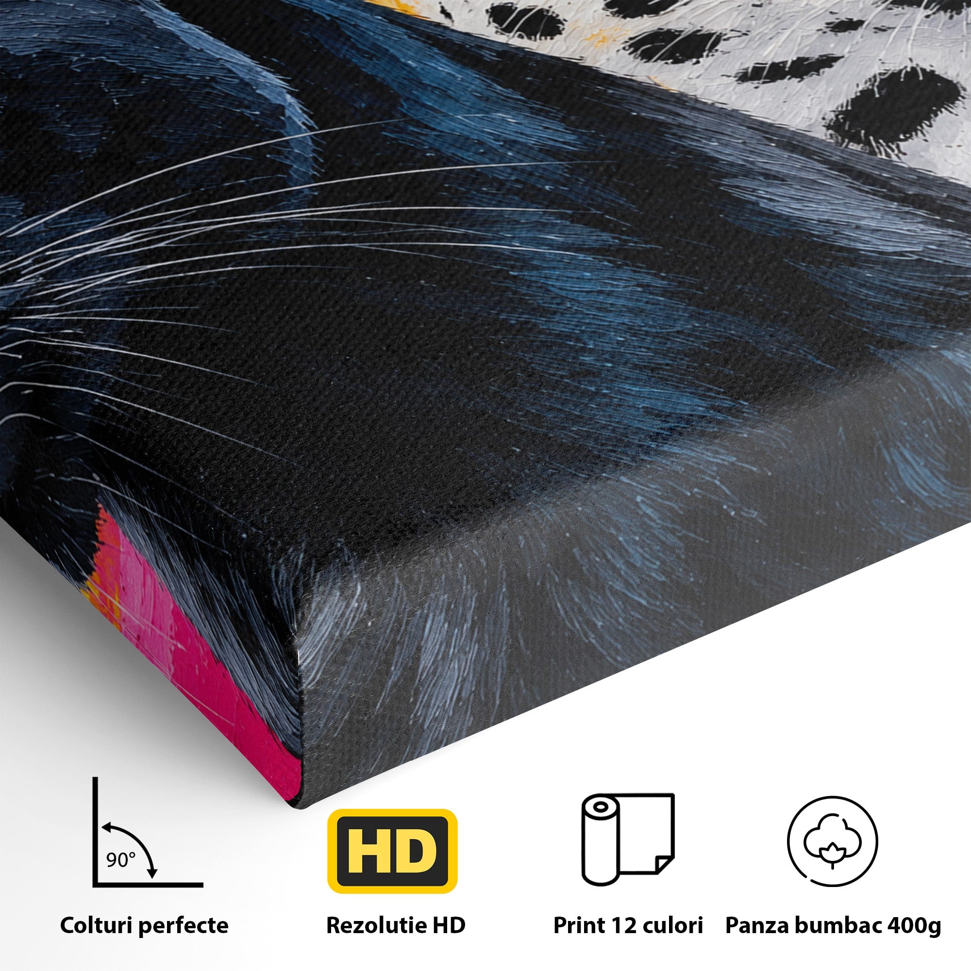 Tablou Canvas Premium LuxCanva® M1582, Pantera Si Leopardul, Pantera, Leopard, Animale, Sălbatic, Living, Culori Vibrante
