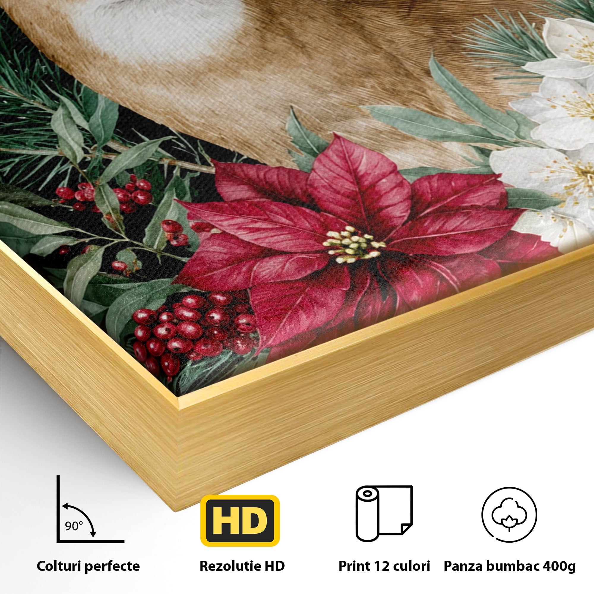 Tablou Canvas Premium LuxCanva® M1586, Cerbul Regal, Cerb, Natura, Padure, Floare, Living, Dormitor, Culori Vibrante