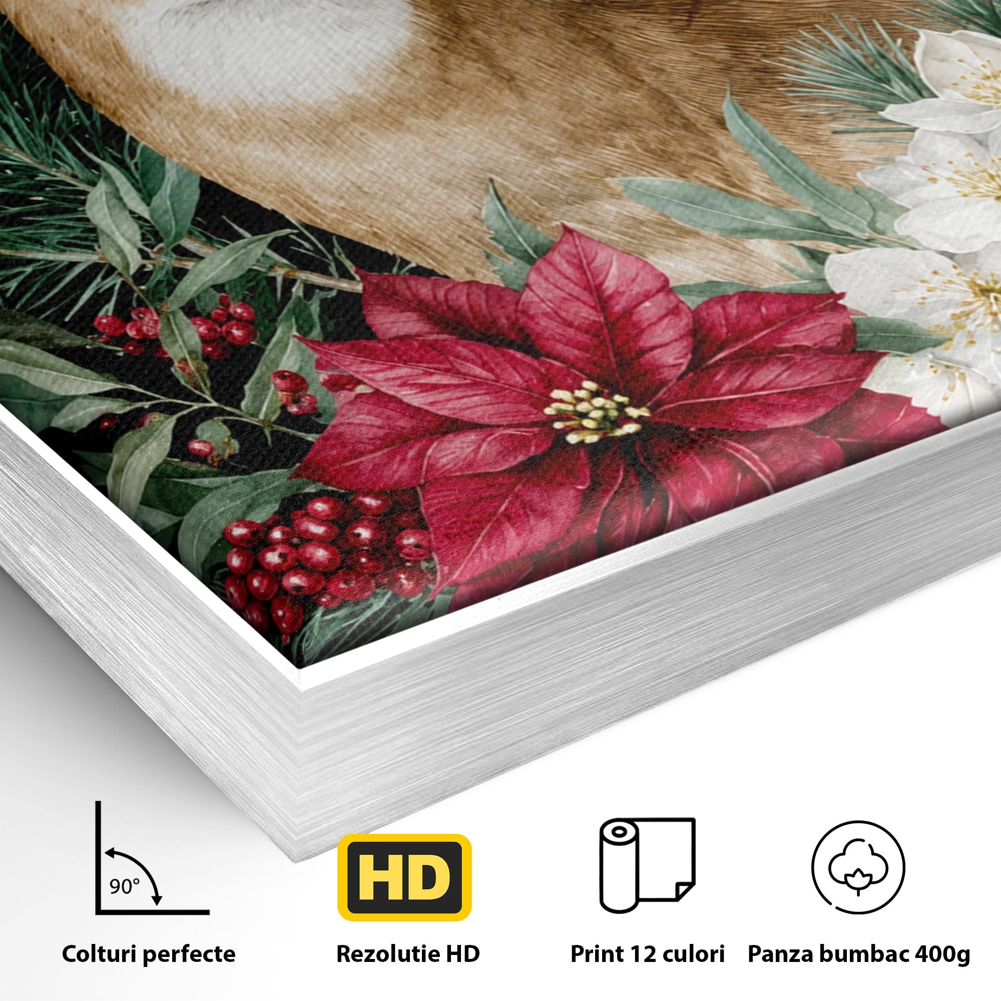 Tablou Canvas Premium LuxCanva® M1586, Cerbul Regal, Cerb, Natura, Padure, Floare, Living, Dormitor, Culori Vibrante