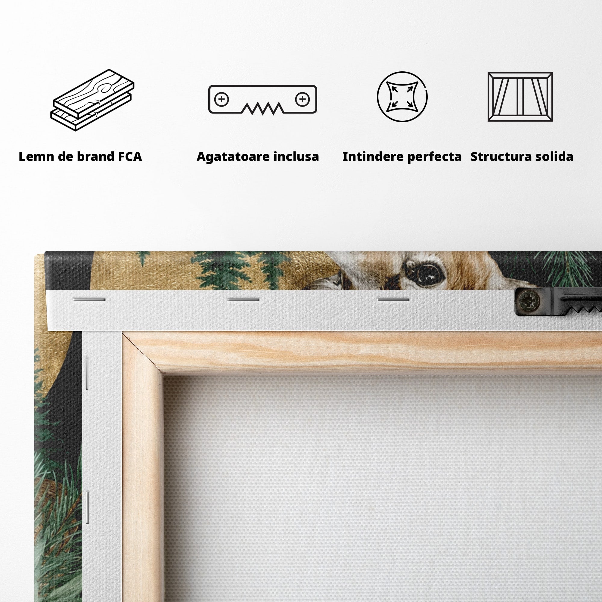 Tablou Canvas Premium LuxCanva® M1586, Cerbul Regal, Cerb, Natura, Padure, Floare, Living, Dormitor, Culori Vibrante