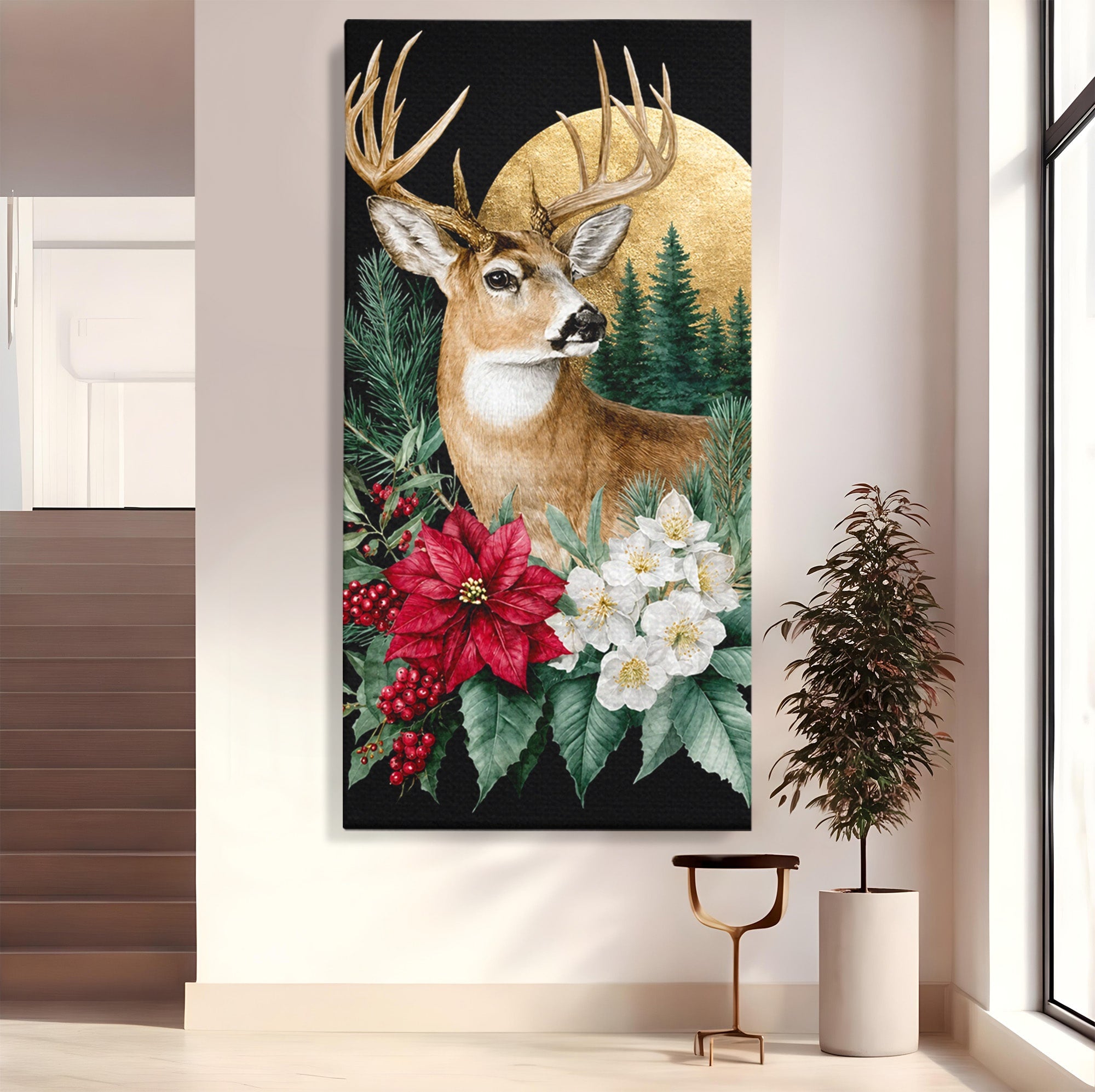 Tablou Canvas Premium LuxCanva® M1586, Cerbul Regal, Cerb, Natura, Padure, Floare, Living, Dormitor, Culori Vibrante