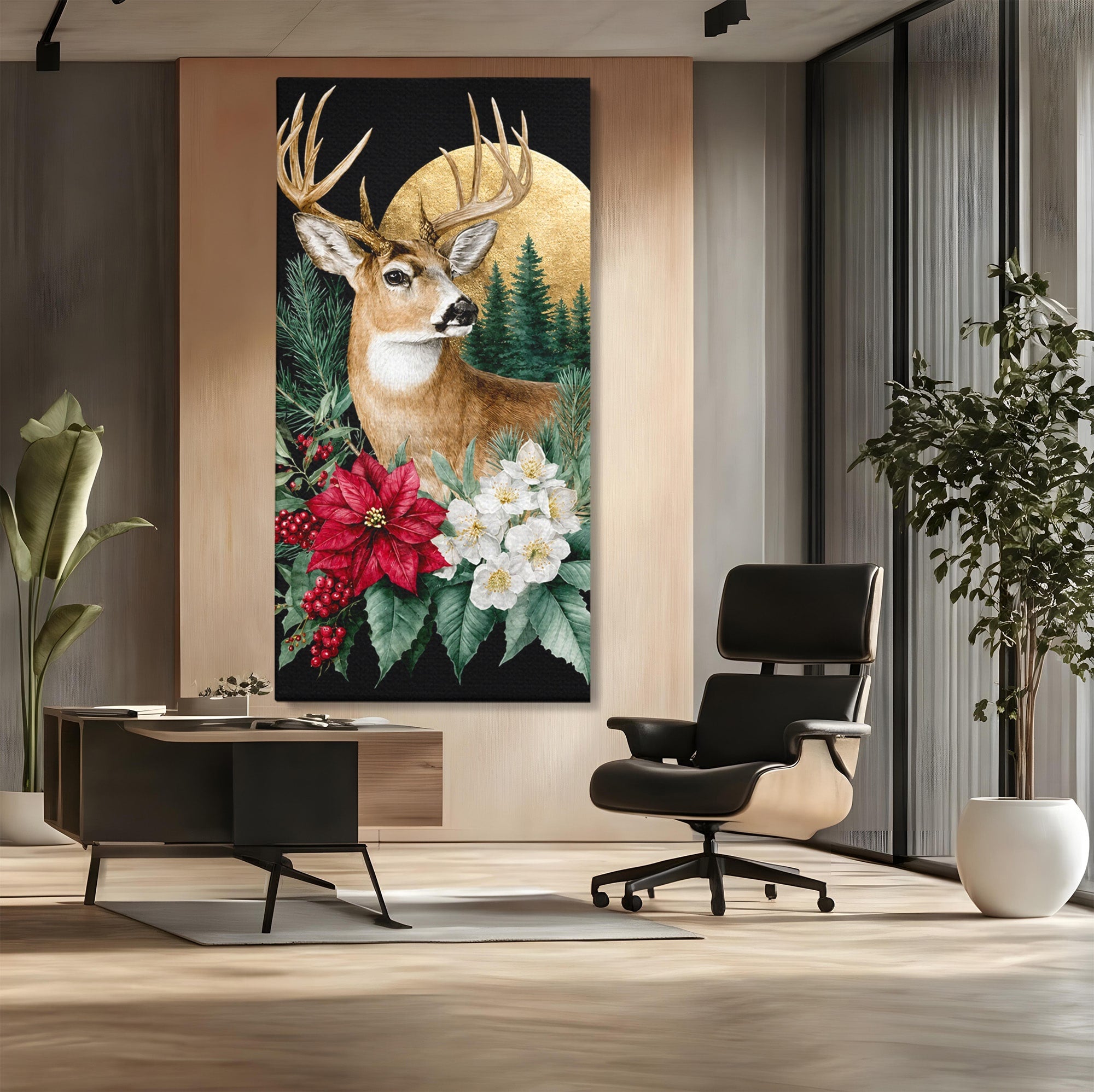 Tablou Canvas Premium LuxCanva® M1586, Cerbul Regal, Cerb, Natura, Padure, Floare, Living, Dormitor, Culori Vibrante
