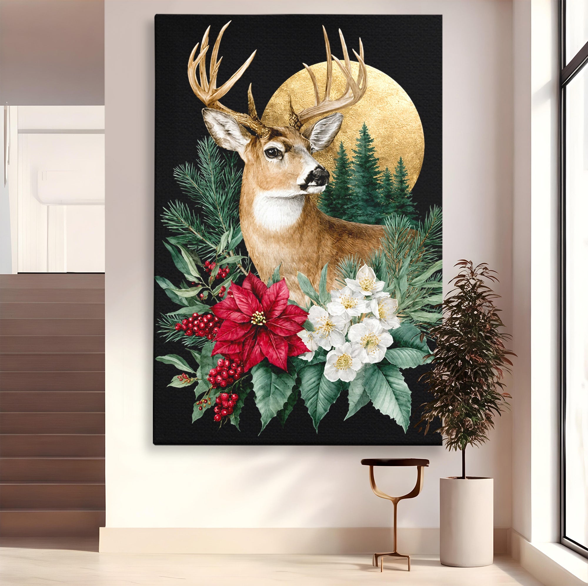 Tablou Canvas Premium LuxCanva® M1586, Cerbul Regal, Cerb, Natura, Padure, Floare, Living, Dormitor, Culori Vibrante