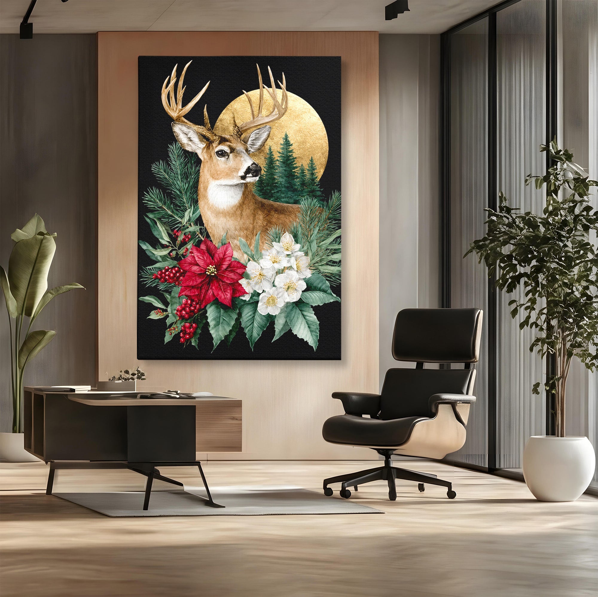 Tablou Canvas Premium LuxCanva® M1586, Cerbul Regal, Cerb, Natura, Padure, Floare, Living, Dormitor, Culori Vibrante