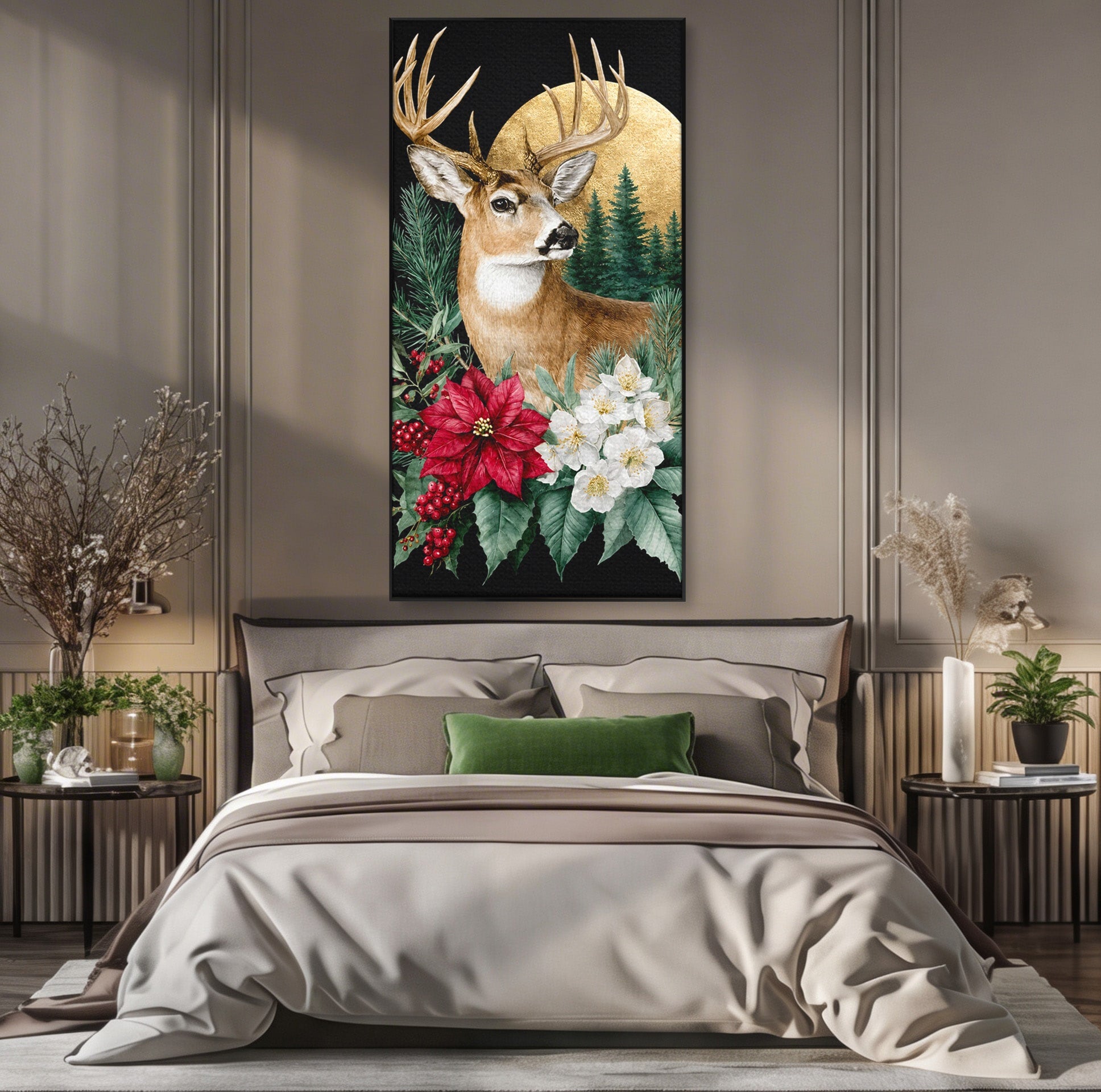 Tablou Canvas Premium LuxCanva® M1586, Cerbul Regal, Cerb, Natura, Padure, Floare, Living, Dormitor, Culori Vibrante