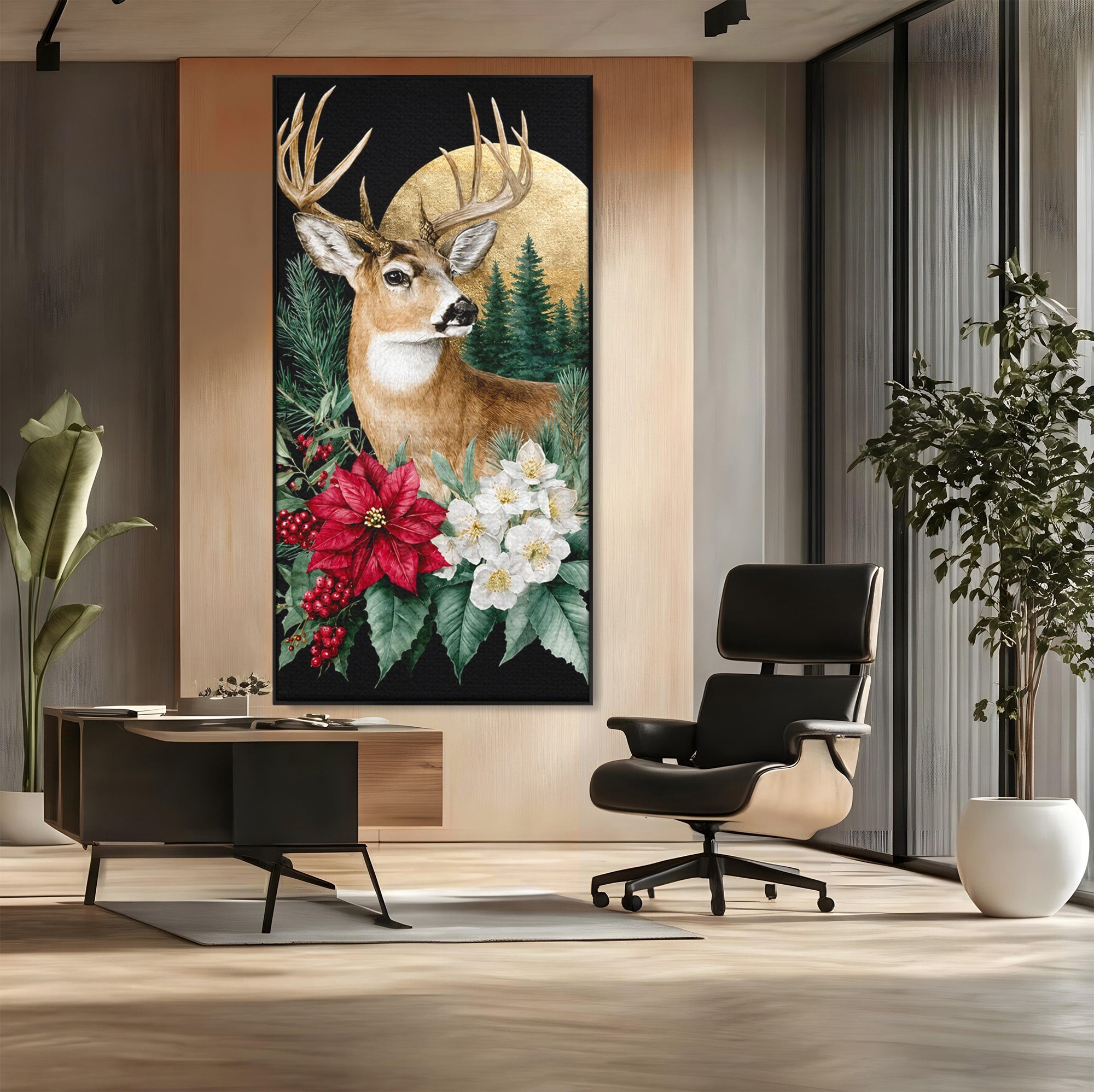 Tablou Canvas Premium LuxCanva® M1586, Cerbul Regal, Cerb, Natura, Padure, Floare, Living, Dormitor, Culori Vibrante