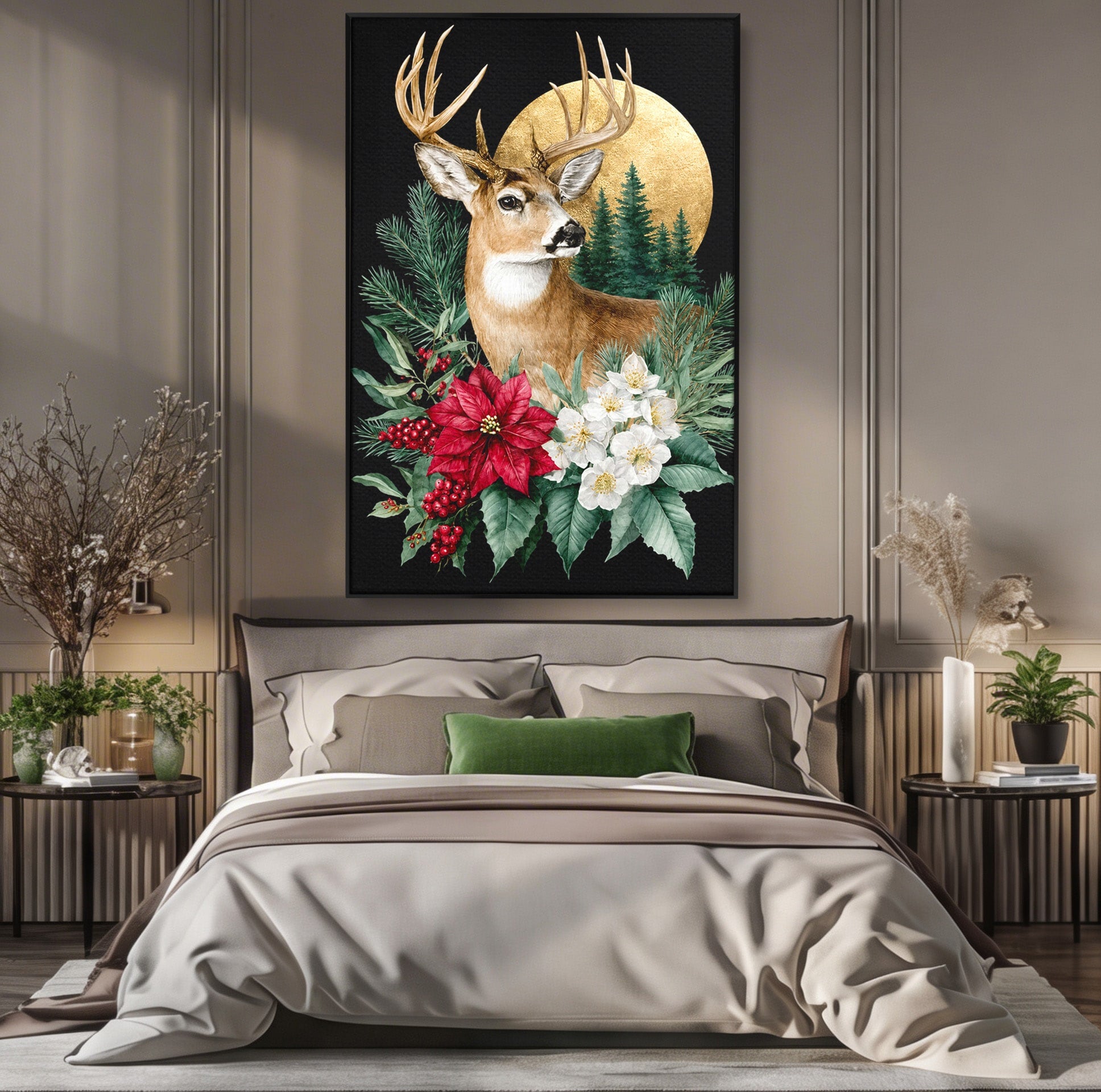 Tablou Canvas Premium LuxCanva® M1586, Cerbul Regal, Cerb, Natura, Padure, Floare, Living, Dormitor, Culori Vibrante