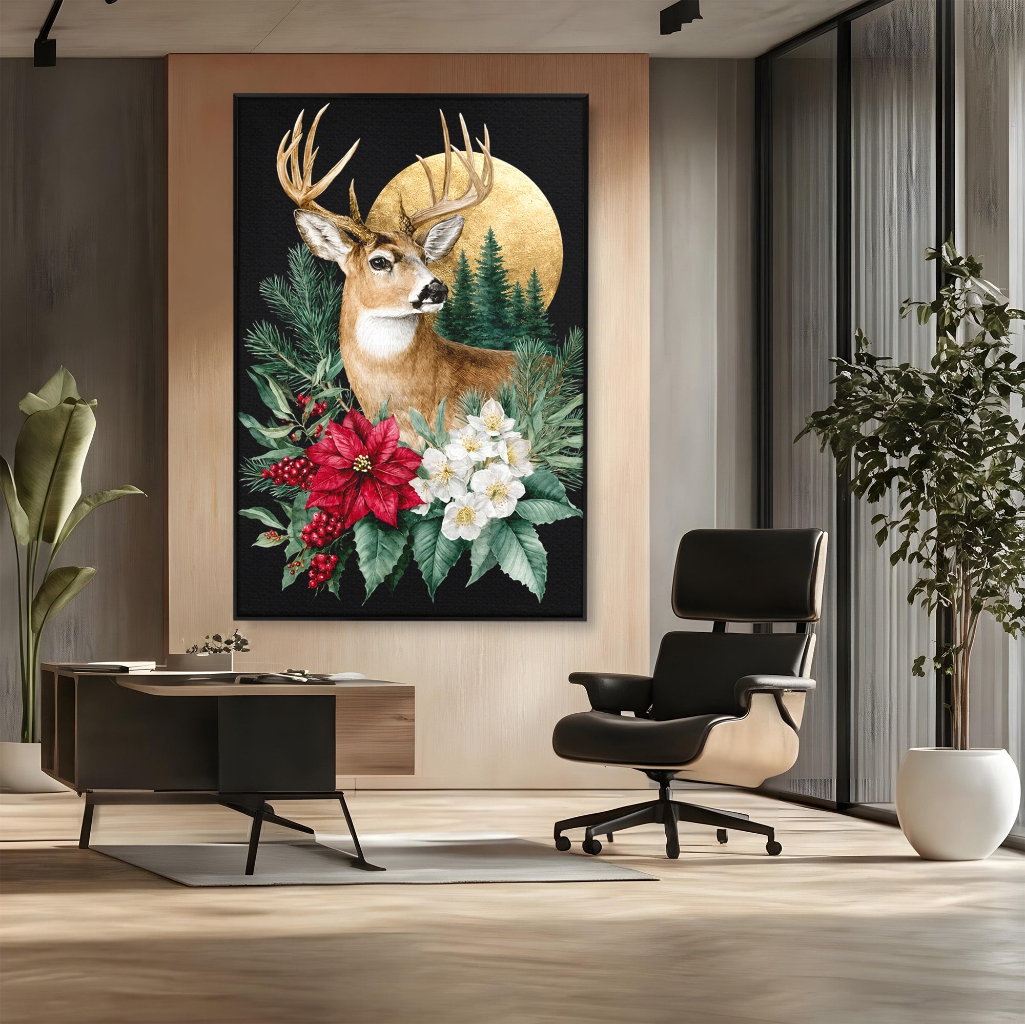 Tablou Canvas Premium LuxCanva® M1586, Cerbul Regal, Cerb, Natura, Padure, Floare, Living, Dormitor, Culori Vibrante