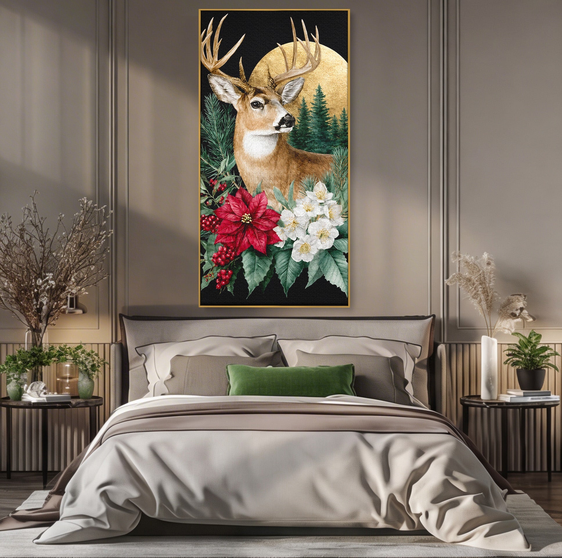 Tablou Canvas Premium LuxCanva® M1586, Cerbul Regal, Cerb, Natura, Padure, Floare, Living, Dormitor, Culori Vibrante