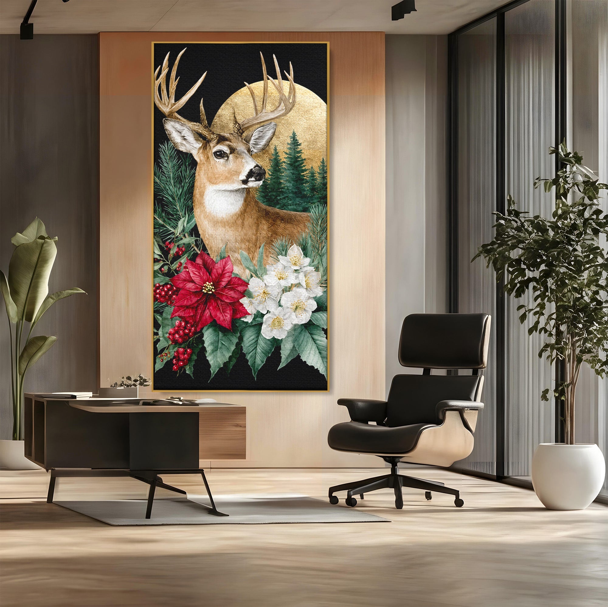 Tablou Canvas Premium LuxCanva® M1586, Cerbul Regal, Cerb, Natura, Padure, Floare, Living, Dormitor, Culori Vibrante