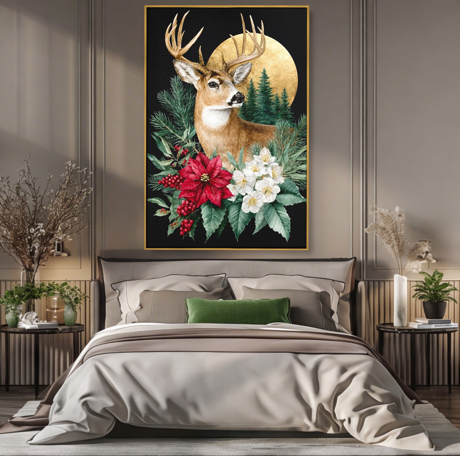Tablou Canvas Premium LuxCanva® M1586, Cerbul Regal, Cerb, Natura, Padure, Floare, Living, Dormitor, Culori Vibrante
