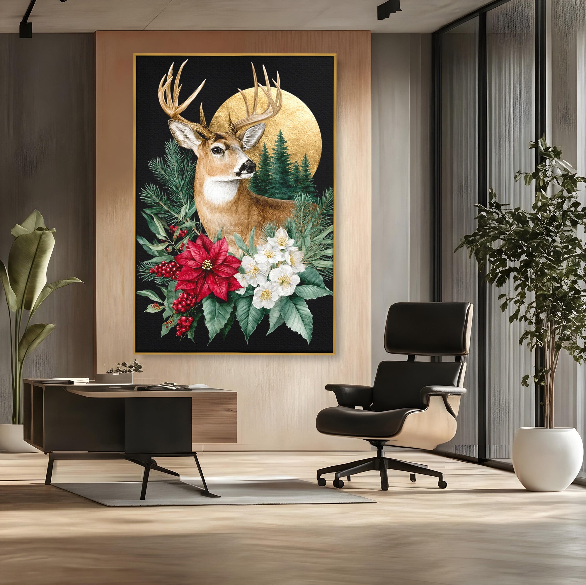 Tablou Canvas Premium LuxCanva® M1586, Cerbul Regal, Cerb, Natura, Padure, Floare, Living, Dormitor, Culori Vibrante