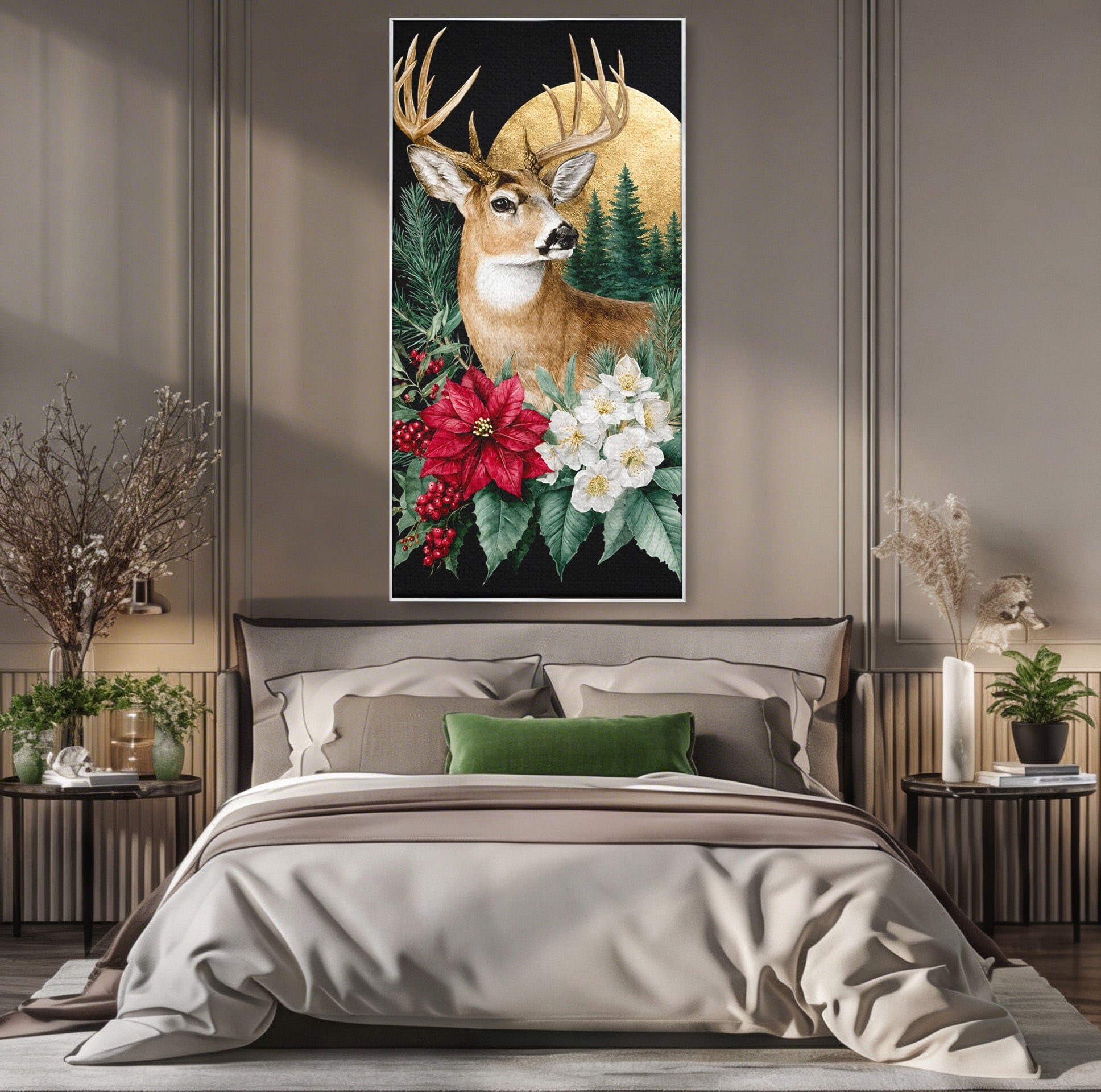 Tablou Canvas Premium LuxCanva® M1586, Cerbul Regal, Cerb, Natura, Padure, Floare, Living, Dormitor, Culori Vibrante