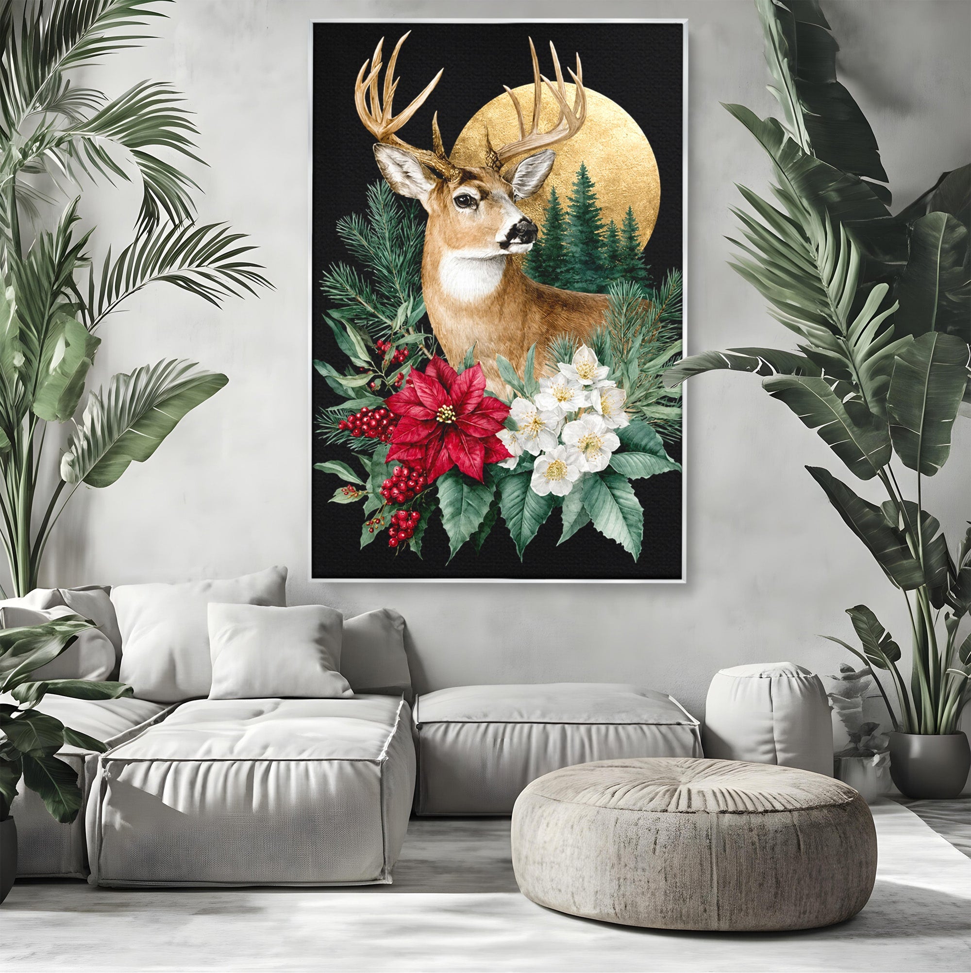 Tablou Canvas Premium LuxCanva® M1586, Cerbul Regal, Cerb, Natura, Padure, Floare, Living, Dormitor, Culori Vibrante