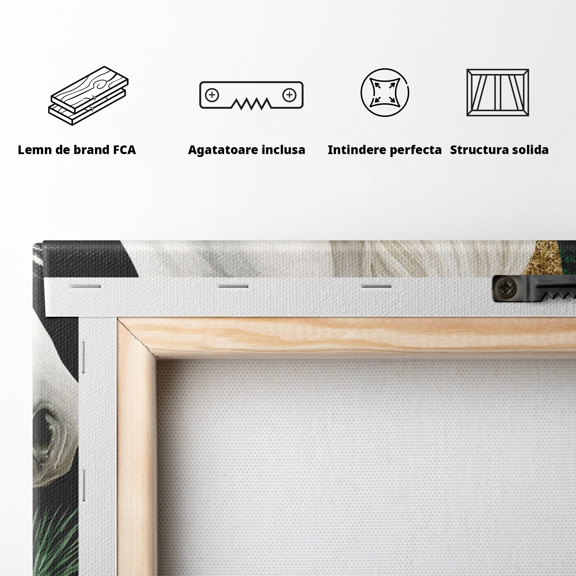 Tablou Canvas Premium LuxCanva® M1587, Cal Alb Cu Flori, Cal, Flori, Natura, Living, Dormitor, Culori Vibrante