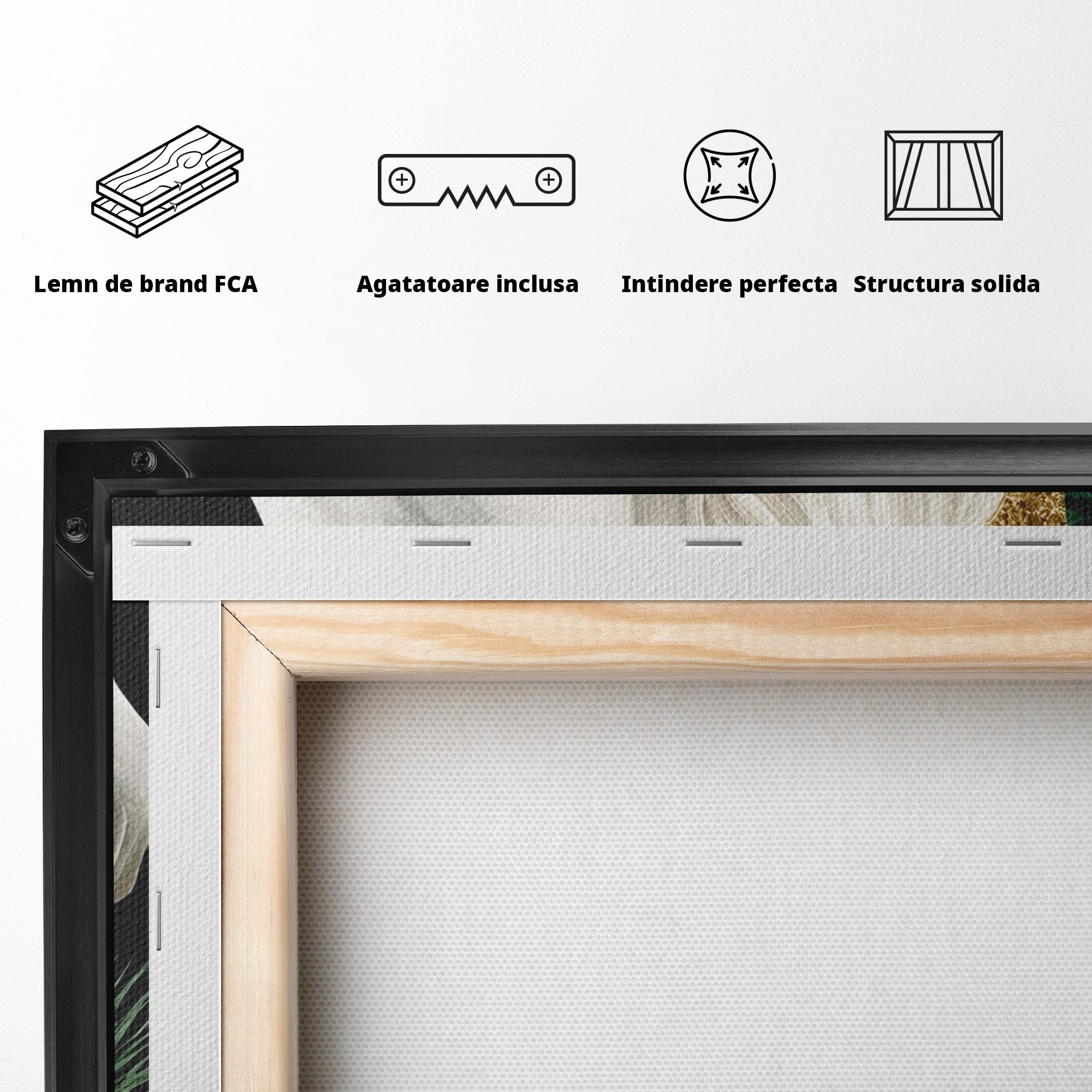 Tablou Canvas Premium LuxCanva® M1587, Cal Alb Cu Flori, Cal, Flori, Natura, Living, Dormitor, Culori Vibrante