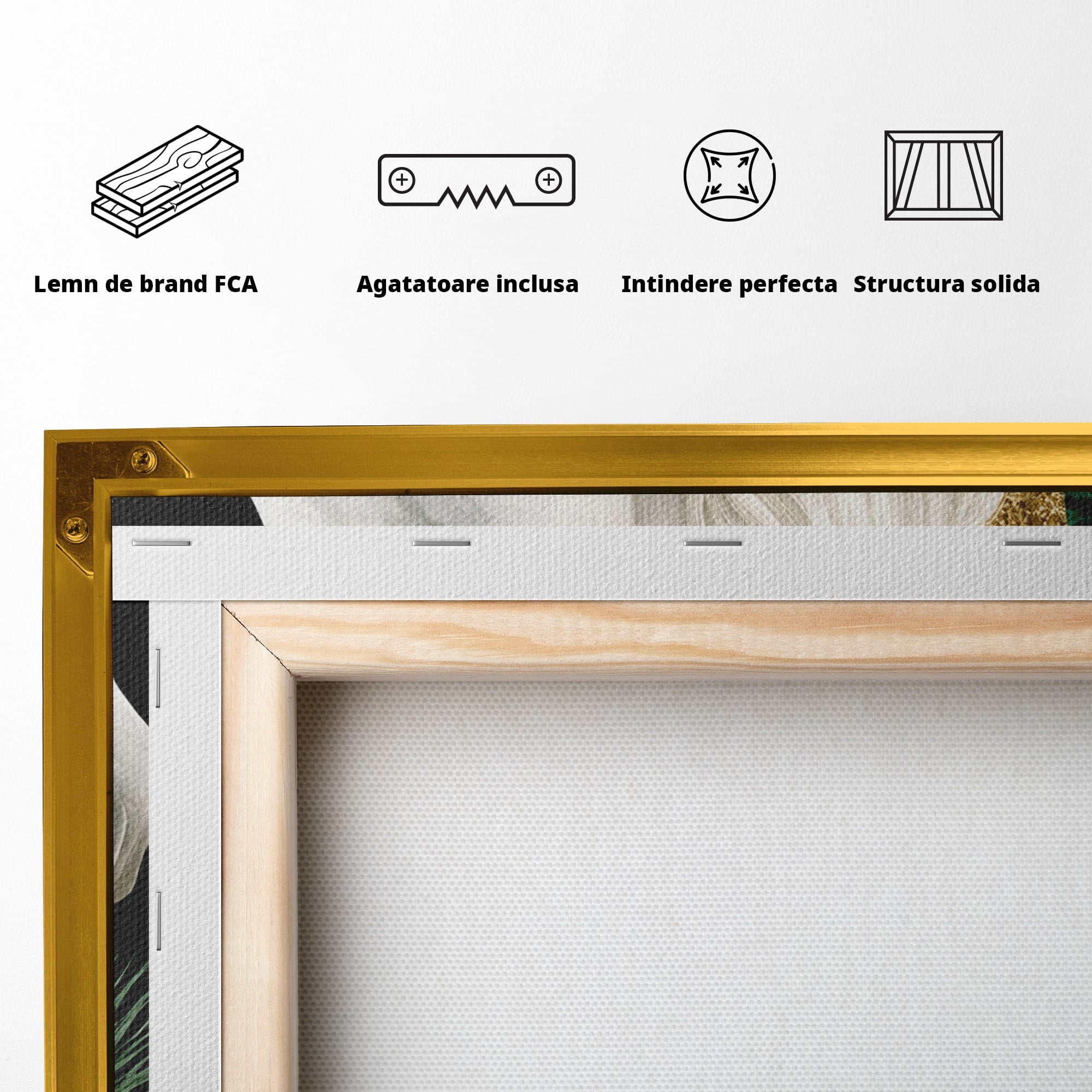 Tablou Canvas Premium LuxCanva® M1587, Cal Alb Cu Flori, Cal, Flori, Natura, Living, Dormitor, Culori Vibrante