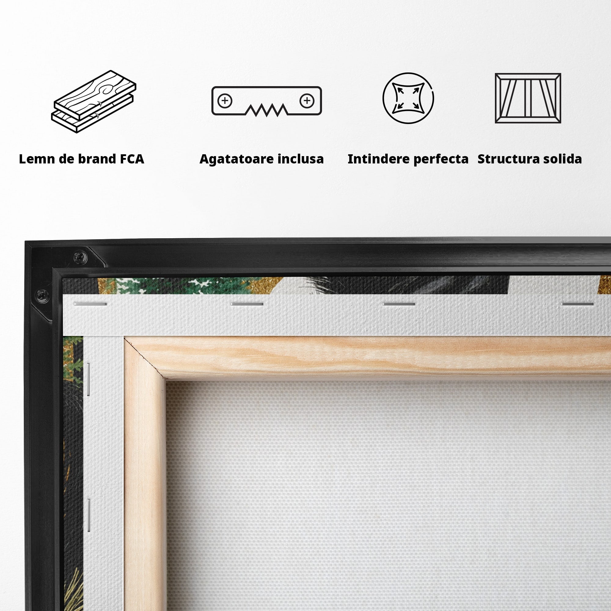 Tablou Canvas Premium LuxCanva® M1589, Cal Negru Majestic, Cal, Natura, Iarna, Living, Eleganta, Culori Vibrante