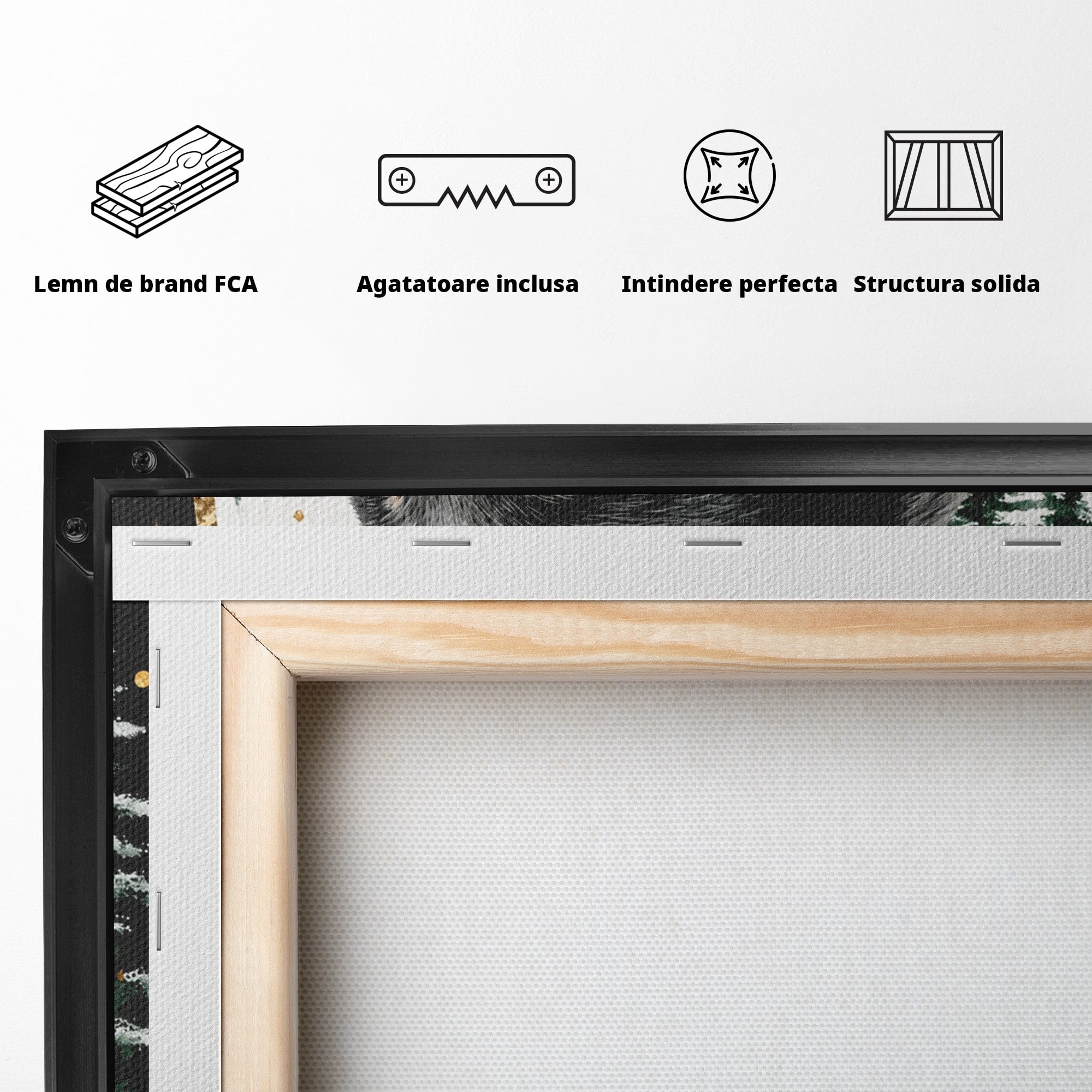 Tablou Canvas Premium LuxCanva® M1591, Ursul Nocturn, Urs, Noapte, Natura, Flori, Living, Culori Vibrante