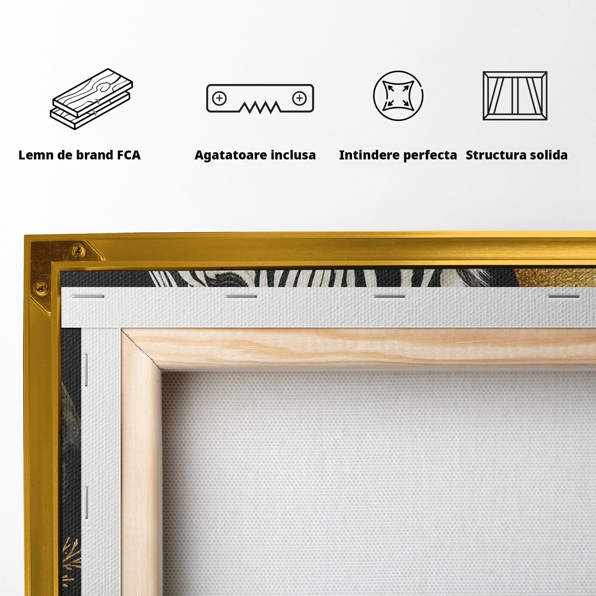 Tablou Canvas Premium LuxCanva® M1592, Zebra Cu Flori, Zebra, Flori, Natura, Decorativ, Living, Culori Vibrante
